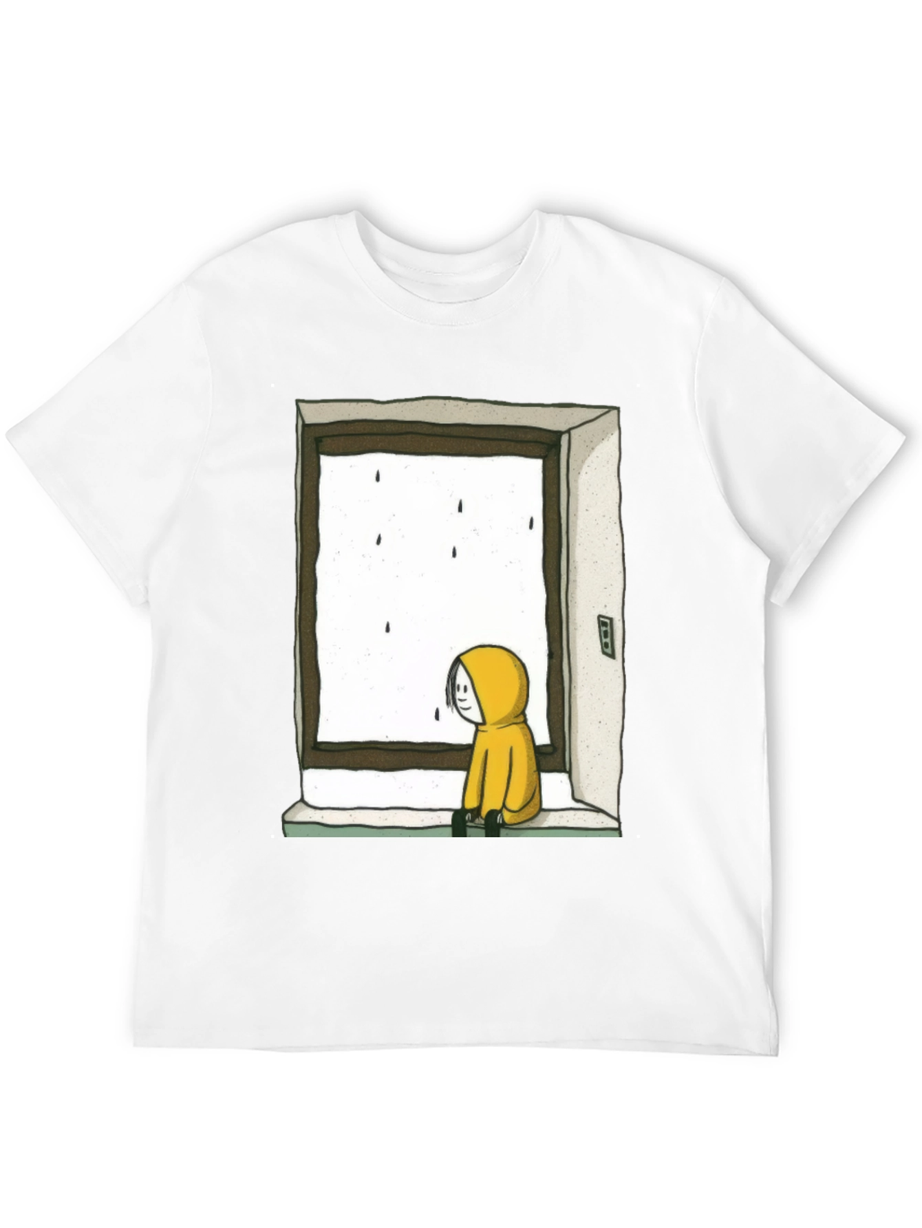 Rainy Day Window Graphic Tee - Unisex Black T-Shirt