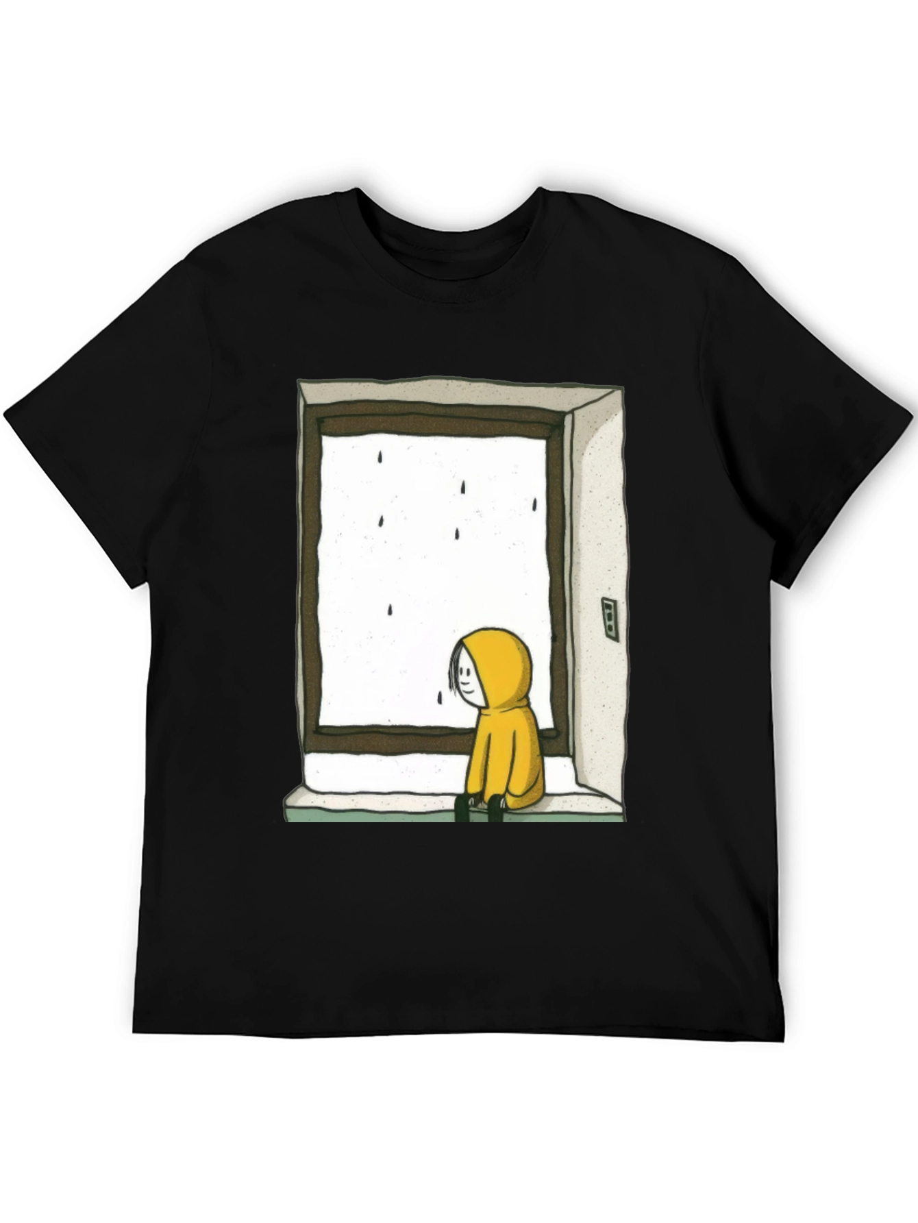 Rainy Day Window Graphic Tee - Unisex Black T-Shirt