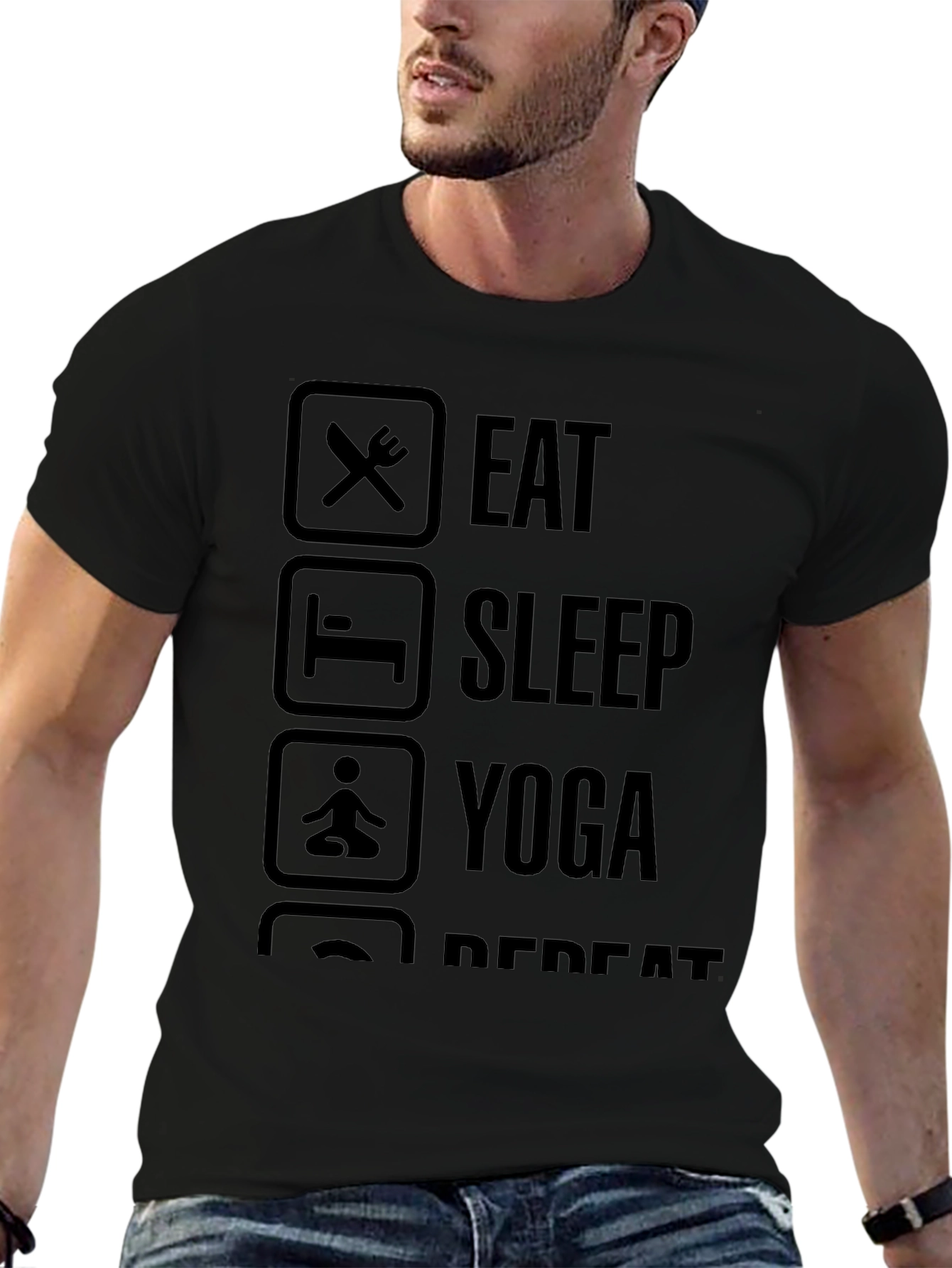Eat Sleep Yoga Repeat Black T-Shirt