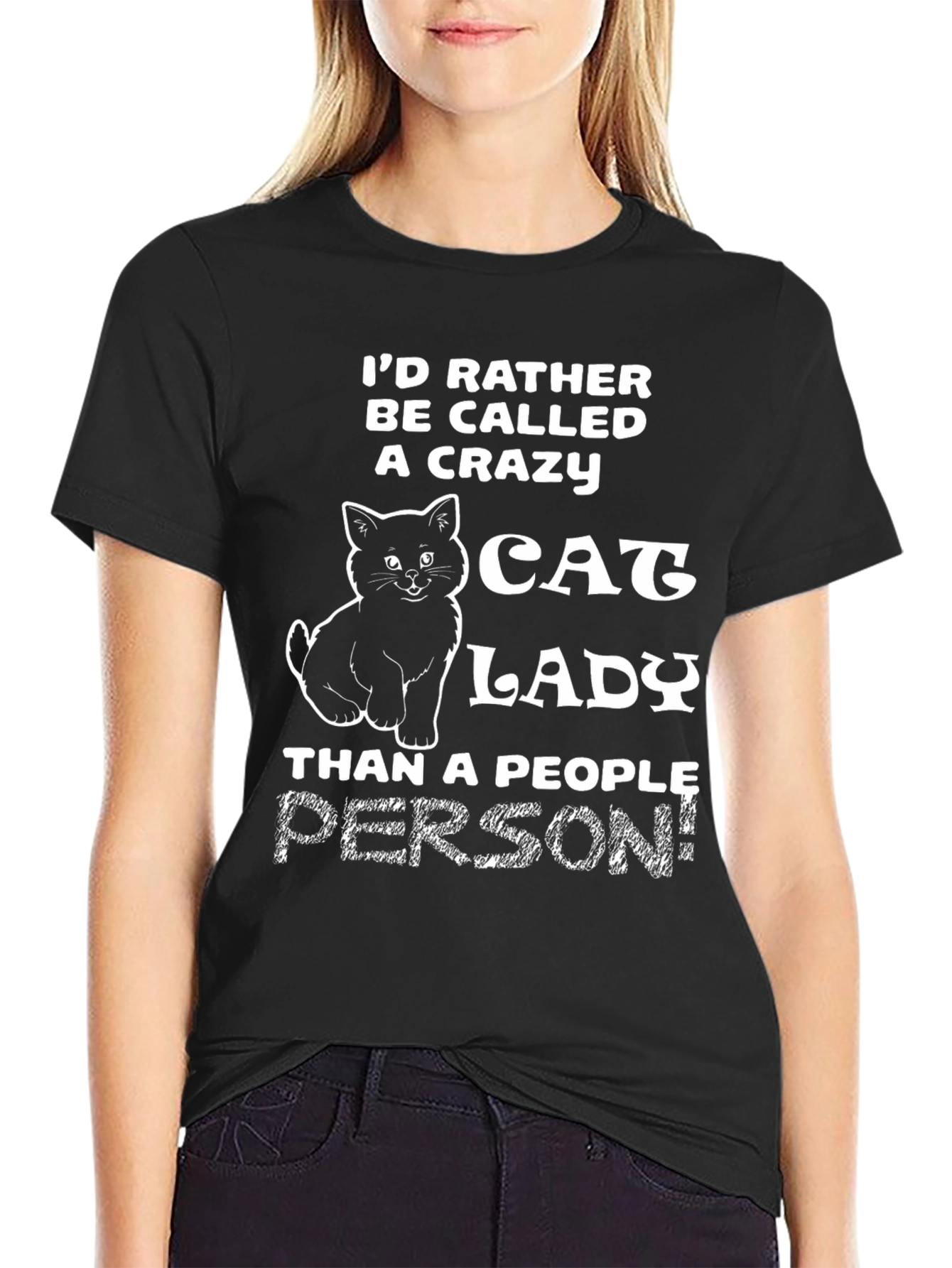 Crazy Cat Lady Graphic Tee - Black