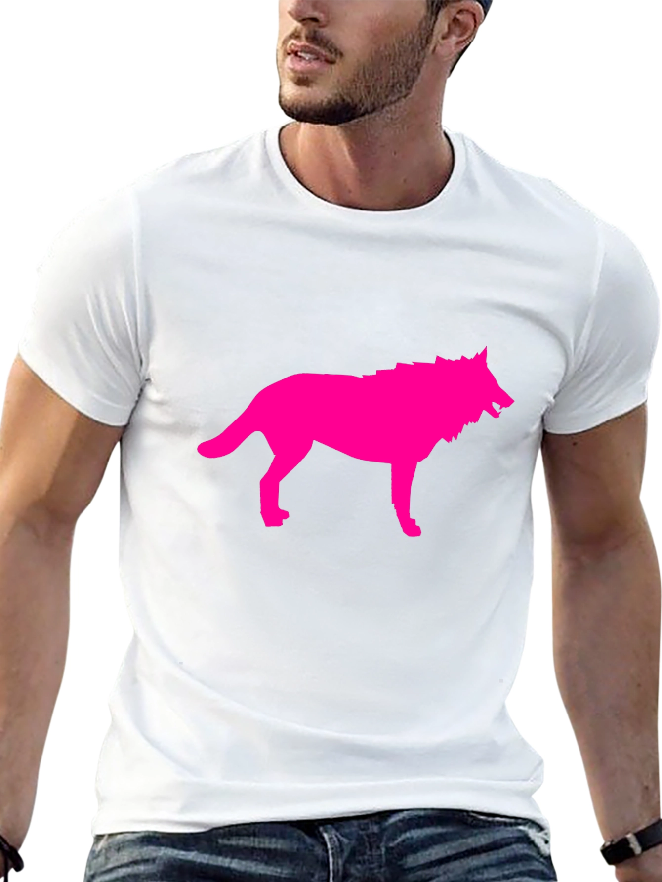 Pink Wolf Graphic Black T-Shirt
