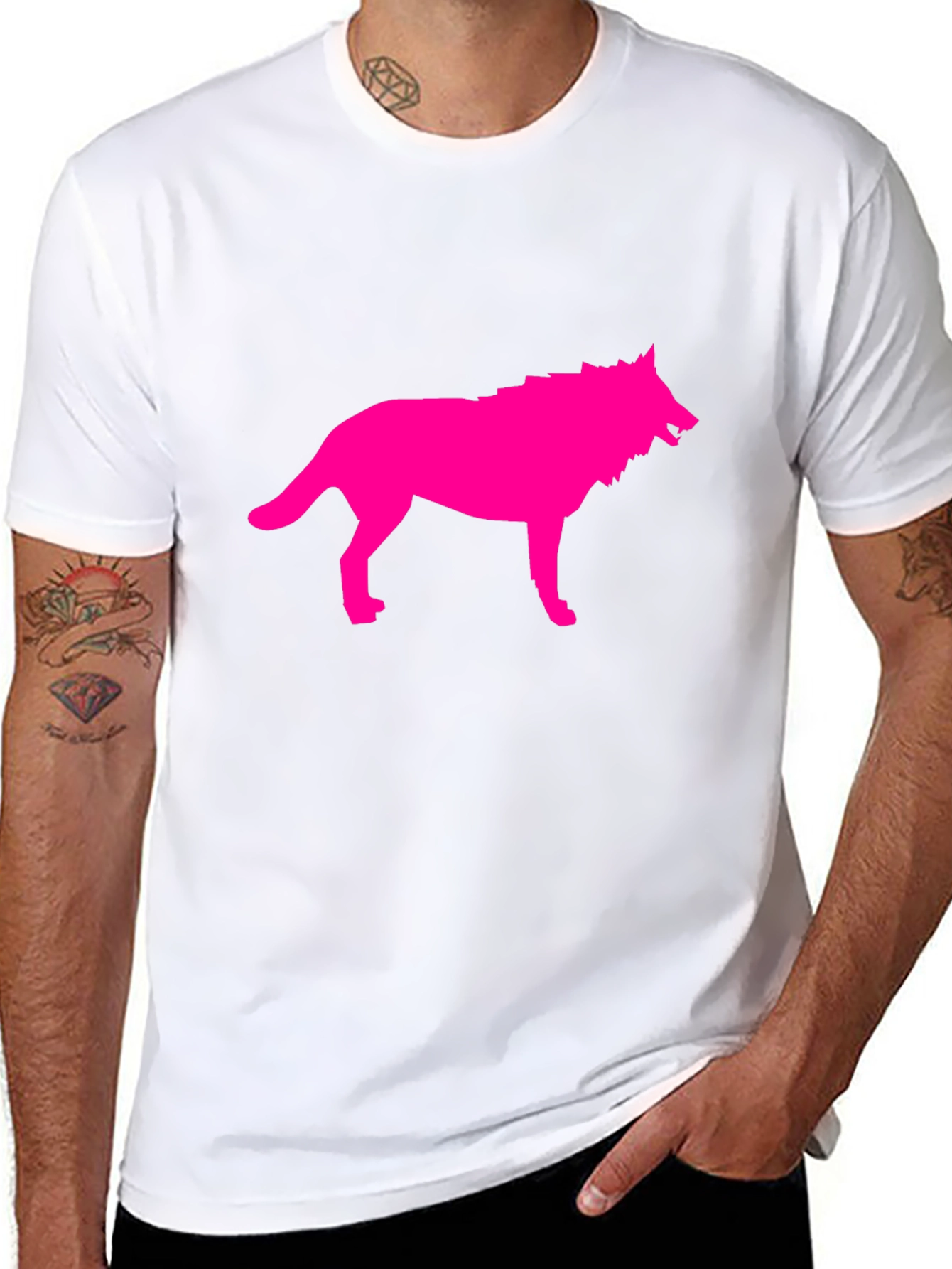 Pink Wolf Graphic Black T-Shirt