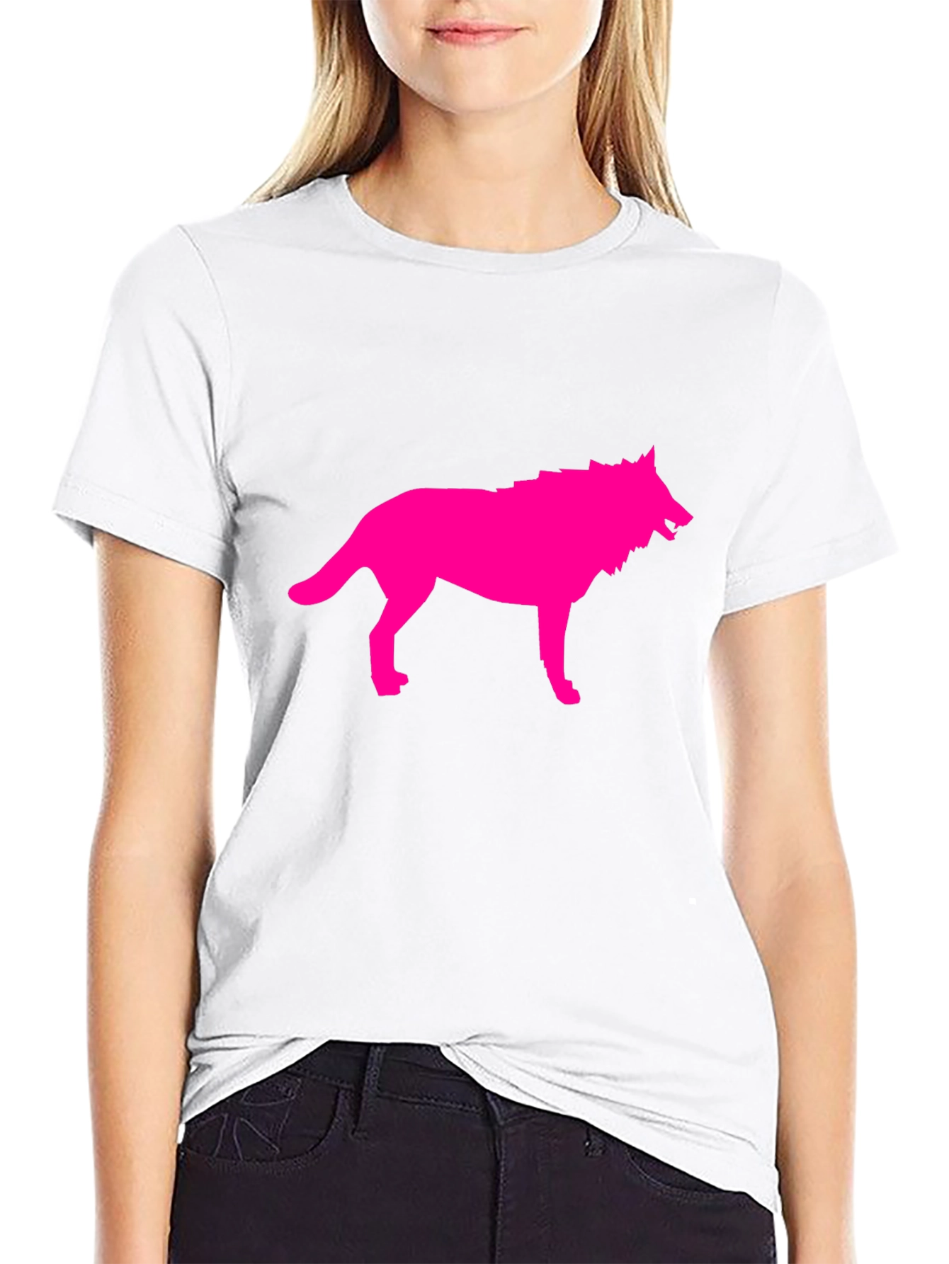 Pink Wolf Graphic Black T-Shirt