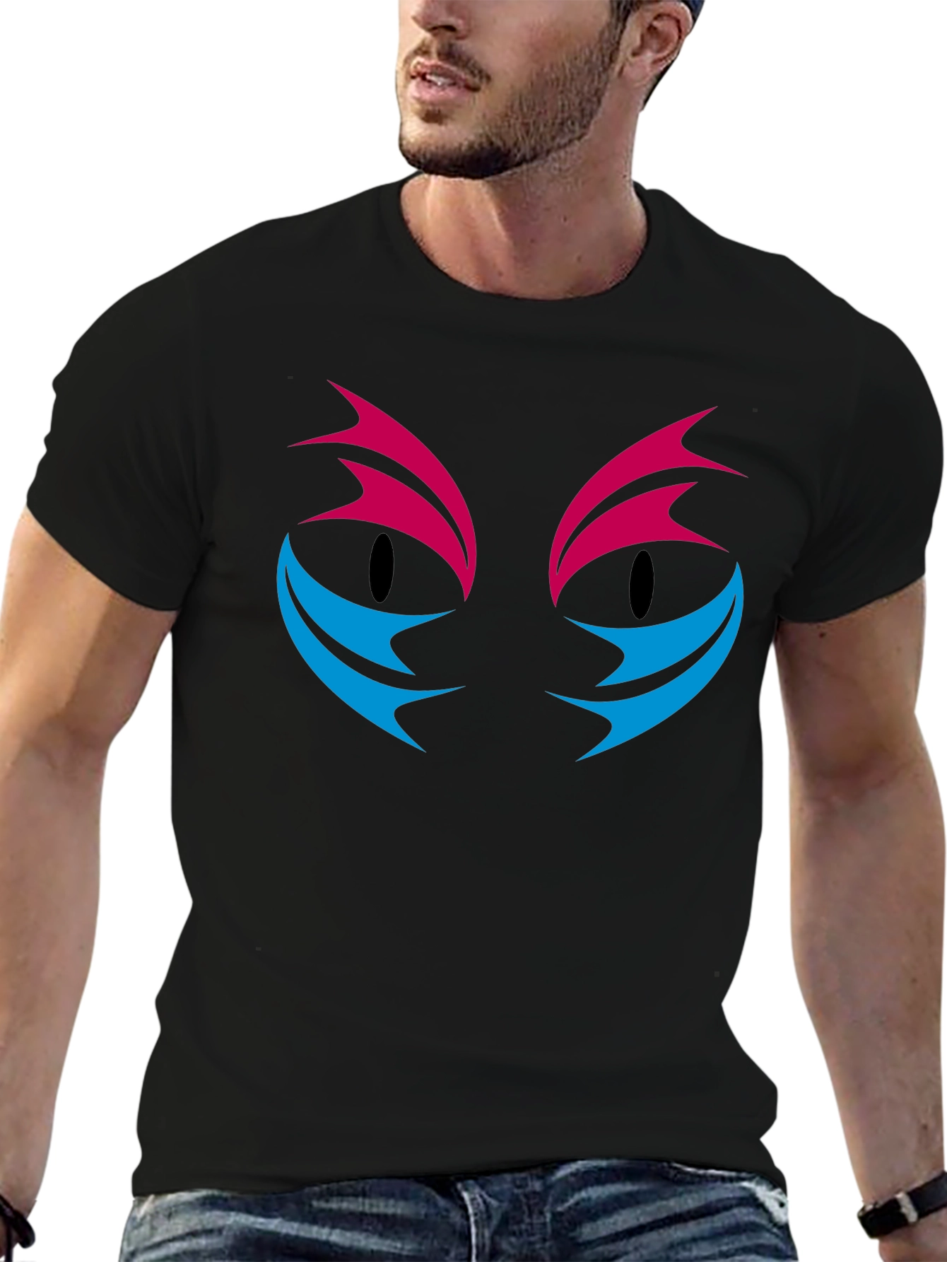 Abstract Cat Eyes Graphic Print T-Shirt