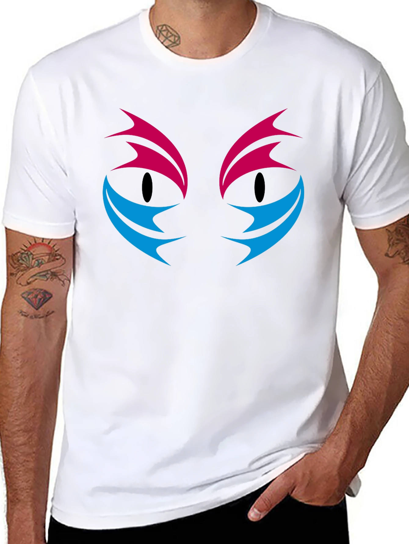 Abstract Cat Eyes Graphic Print T-Shirt
