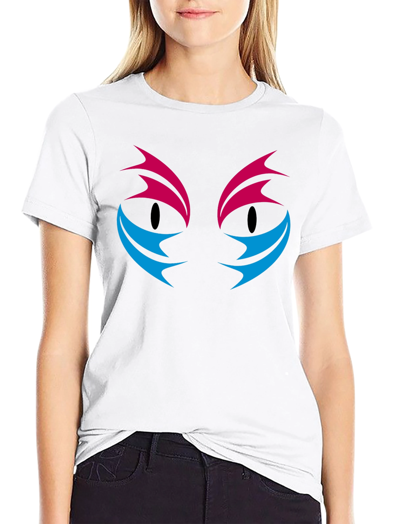 Abstract Cat Eyes Graphic Print T-Shirt