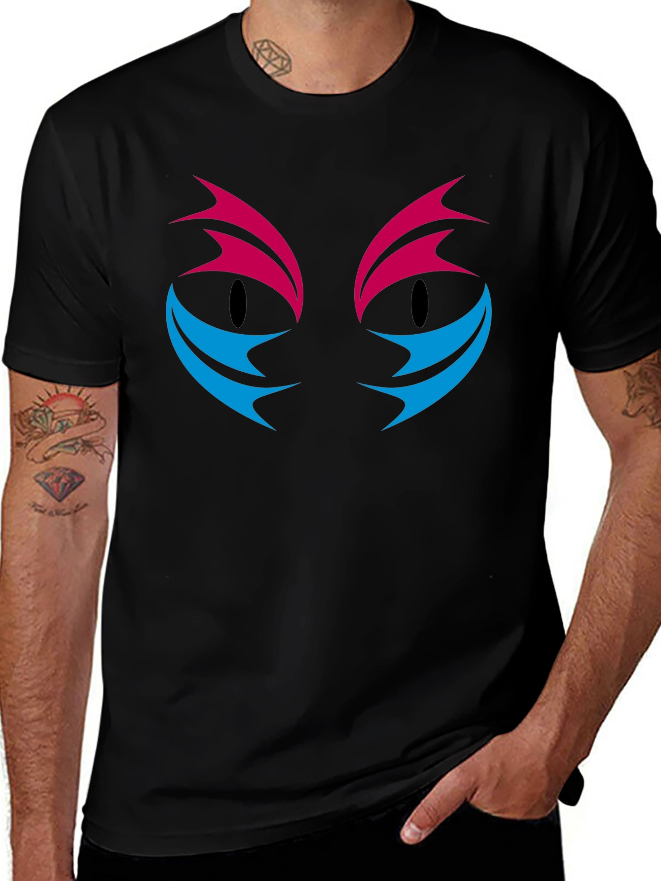 Abstract Cat Eyes Graphic Print T-Shirt