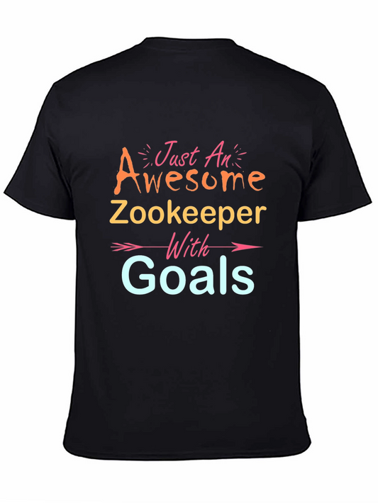Awesome Zookeeper With Goals Black Graphic Tee