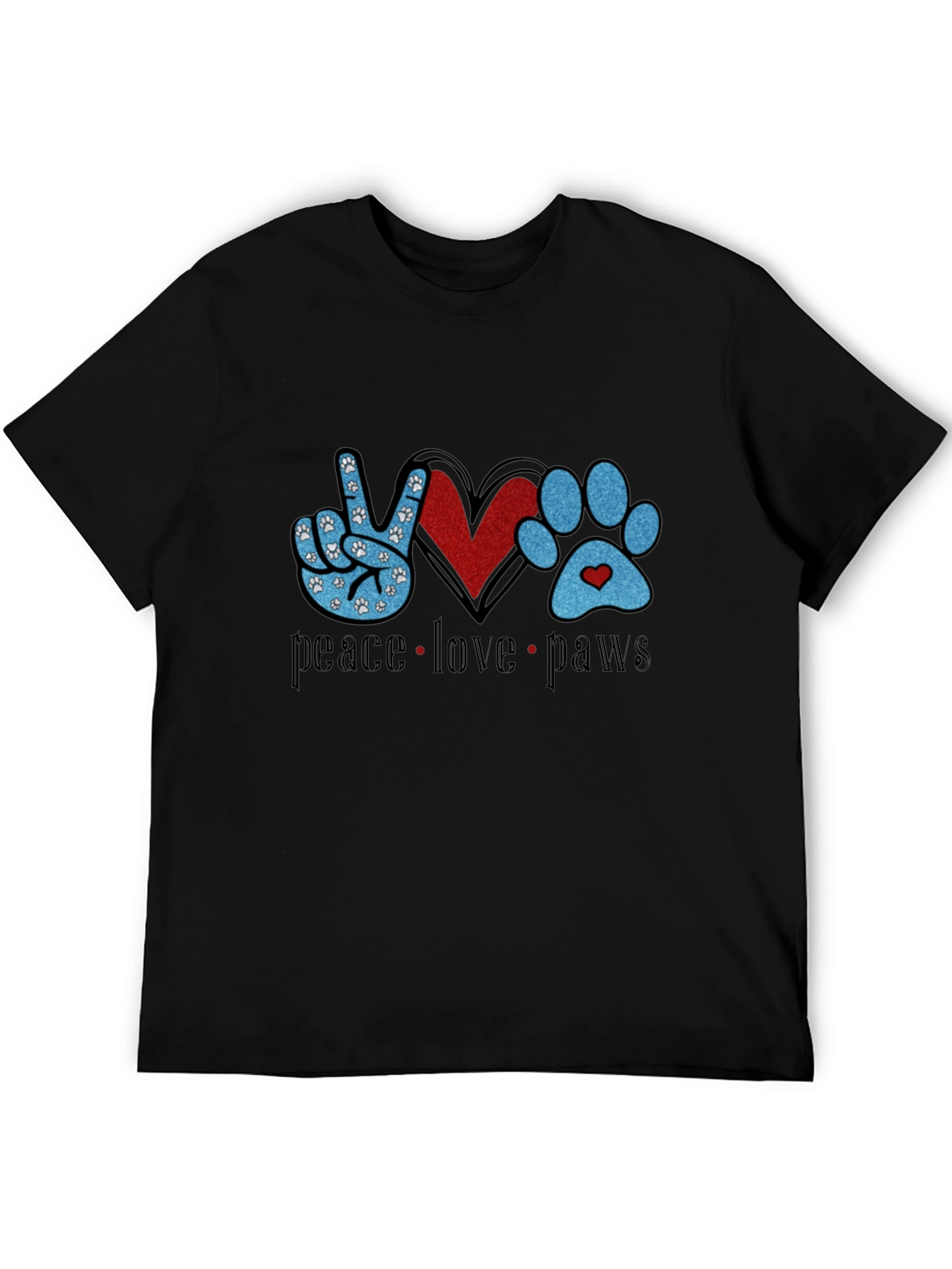 Peace Love Paws Black T-Shirt
