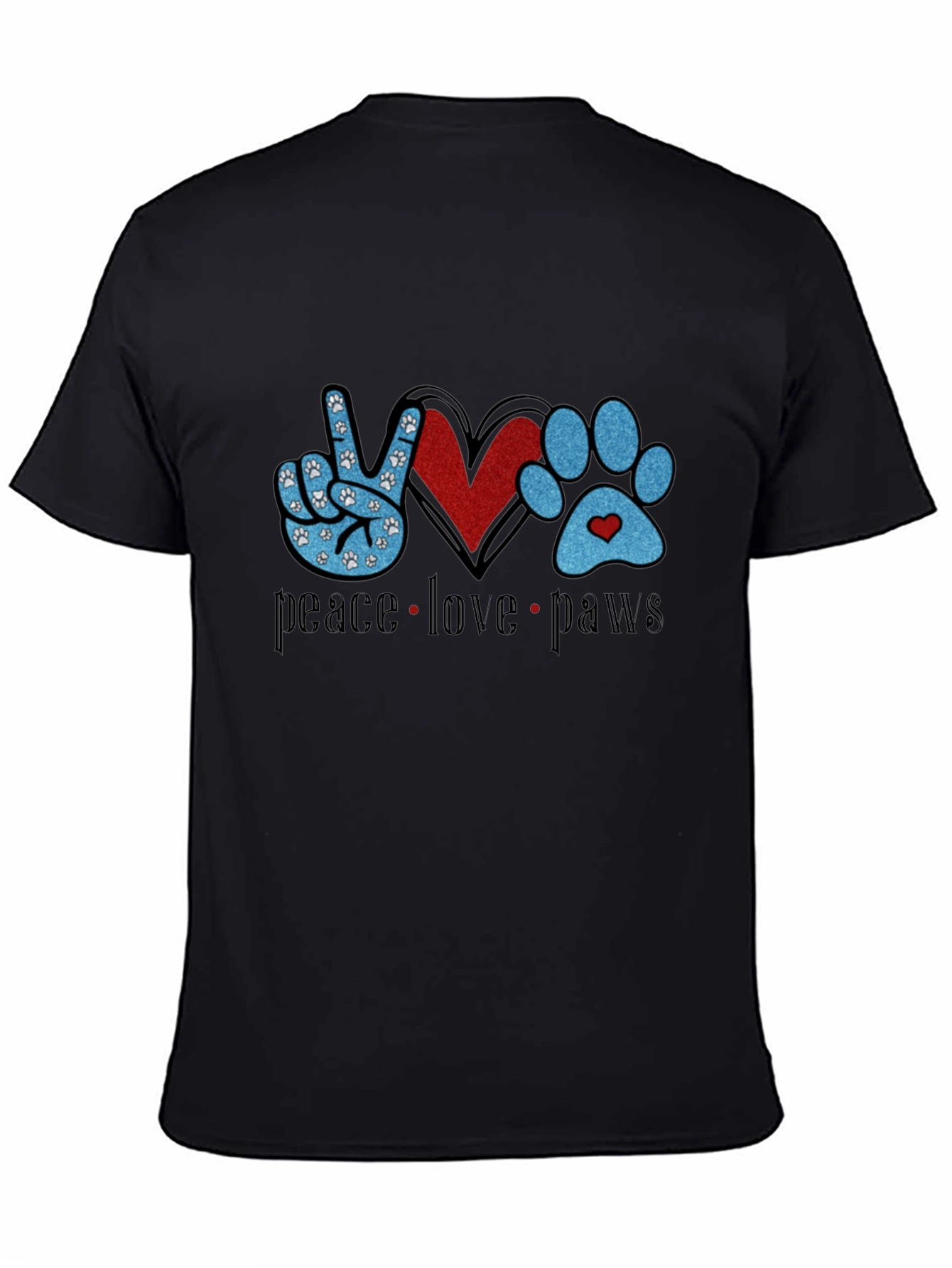 Peace Love Paws Black T-Shirt
