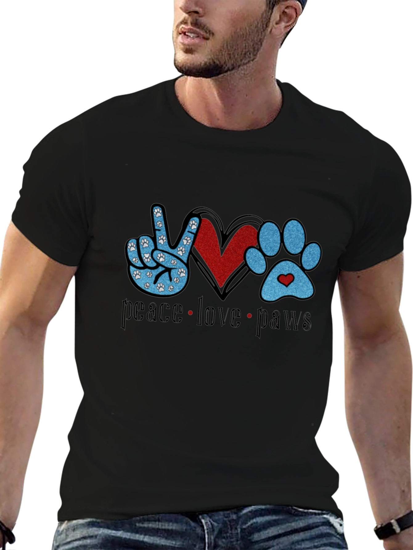 Peace Love Paws Black T-Shirt