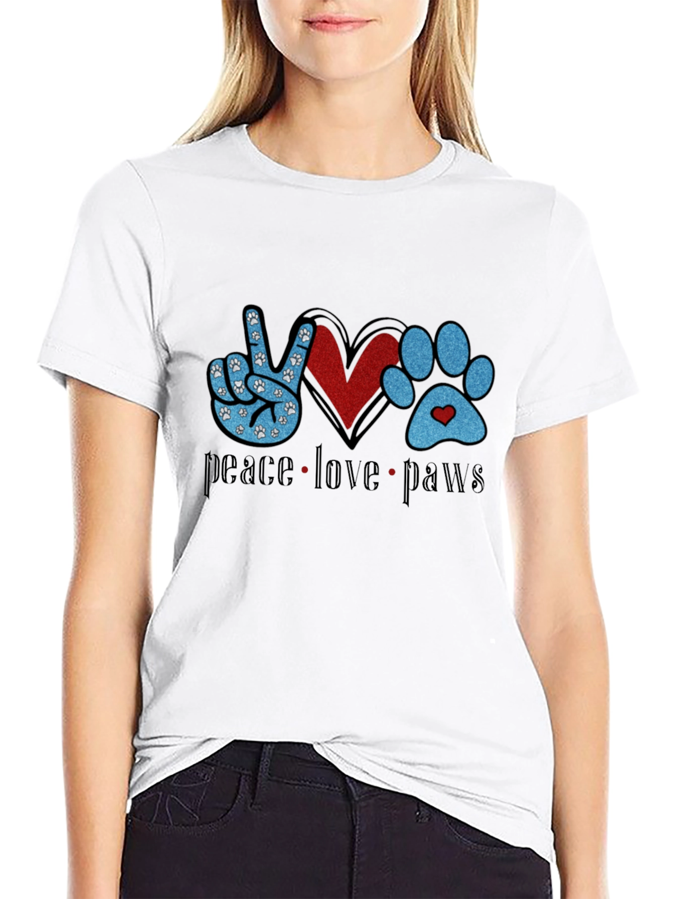 Peace Love Paws Black T-Shirt
