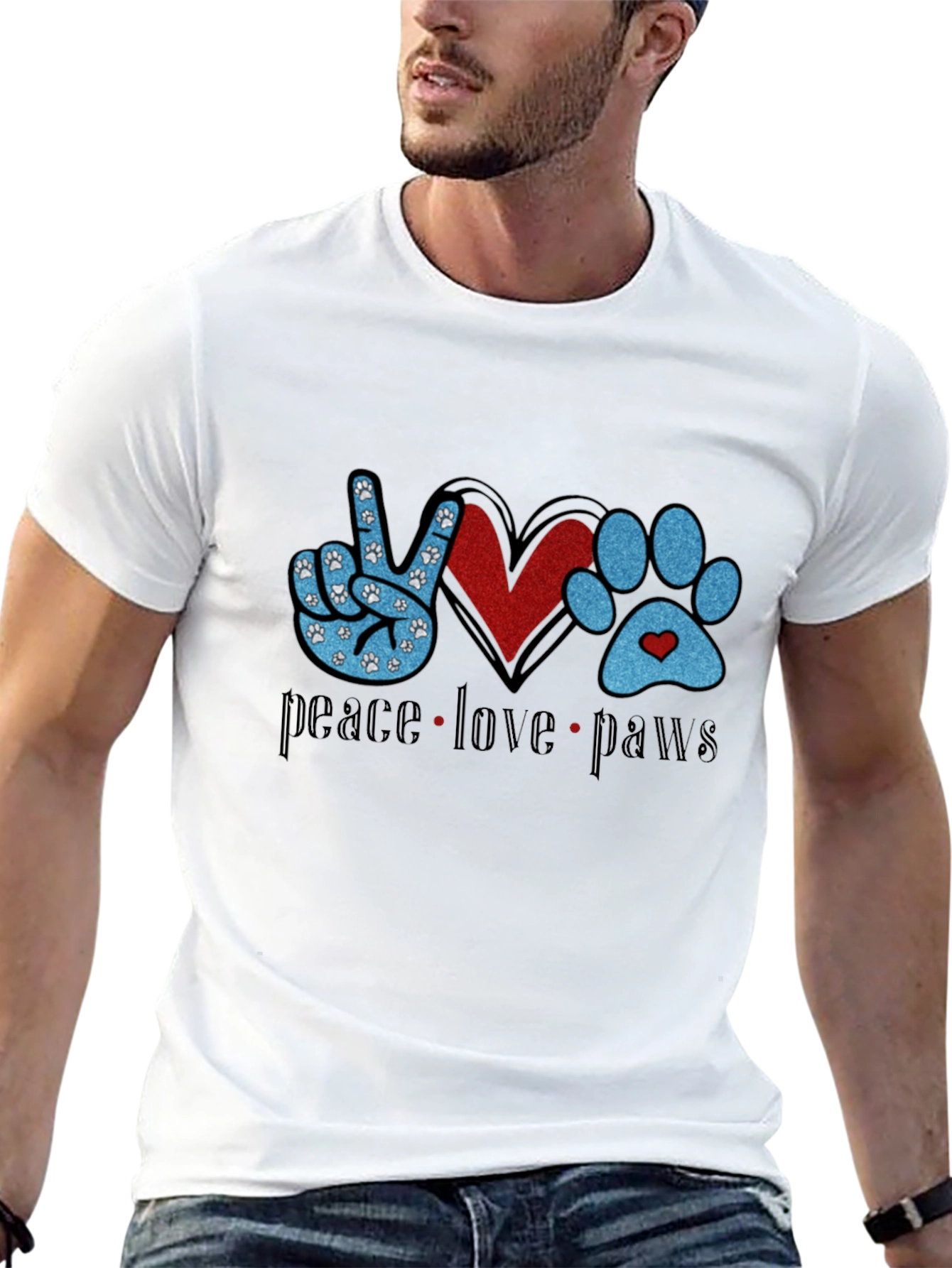 Peace Love Paws Black T-Shirt