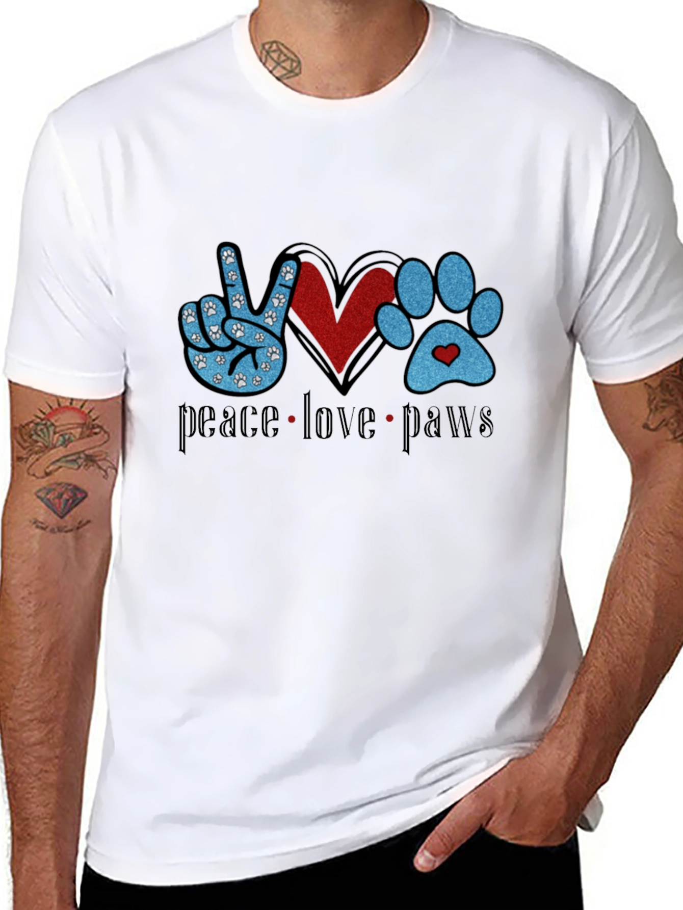 Peace Love Paws Black T-Shirt
