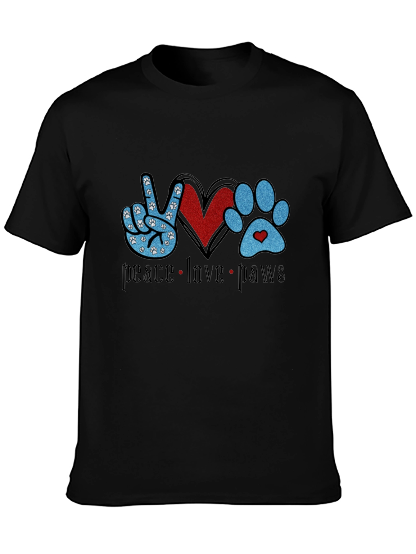 Peace Love Paws Black T-Shirt