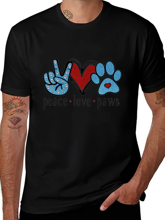 Peace Love Paws Black T-Shirt
