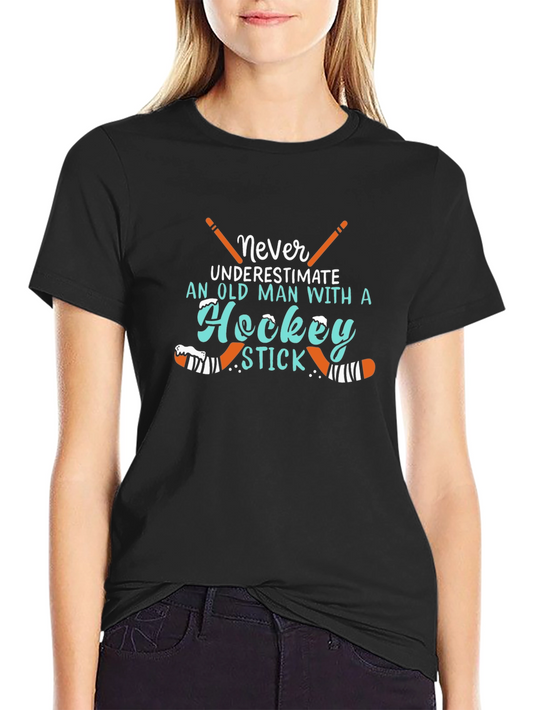 Never Underestimate Hockey Player Graphic Tee