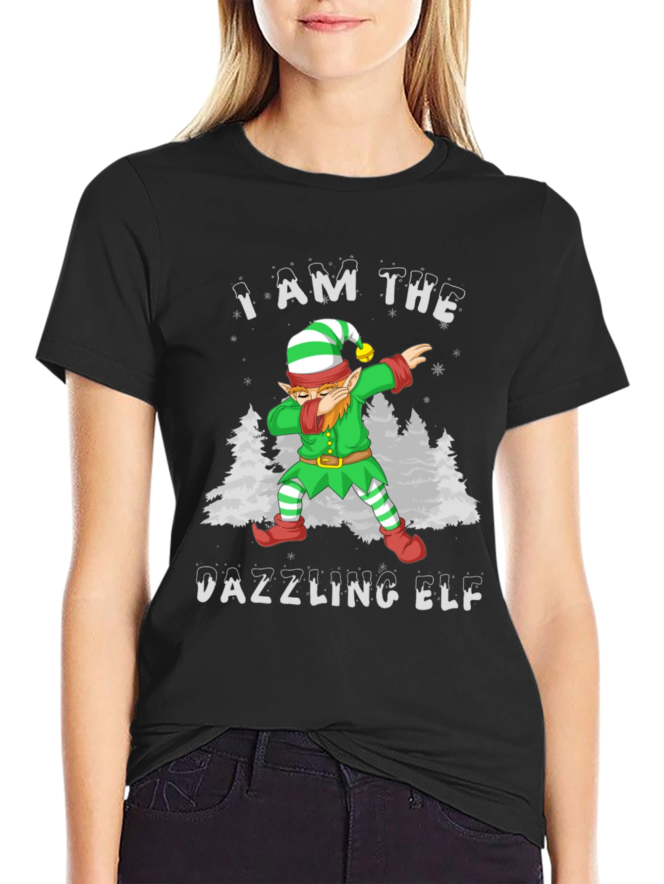 Dazzling Elf Christmas Graphic Tee