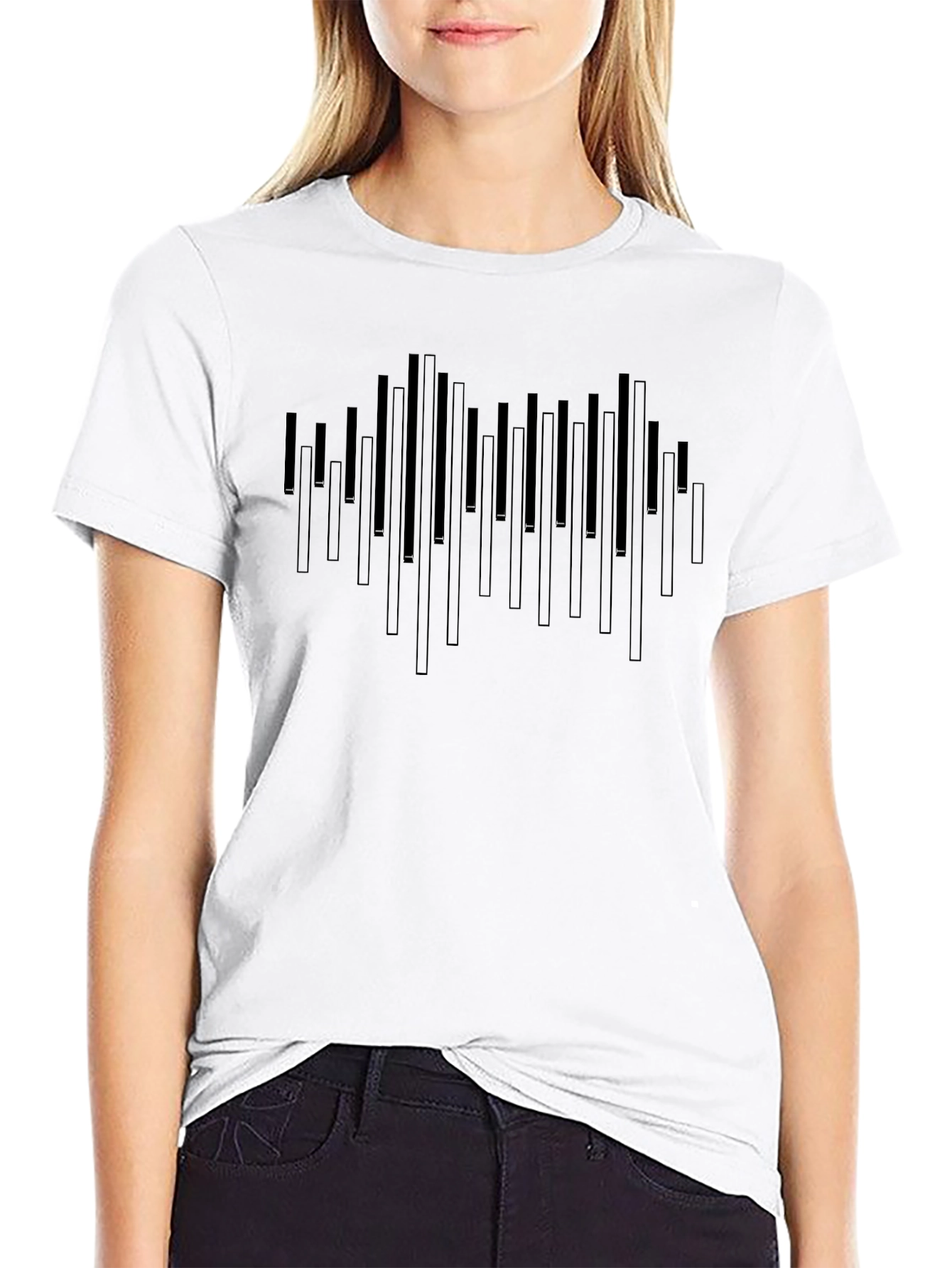 Modern Graphic Tee - Abstract Vertical Lines