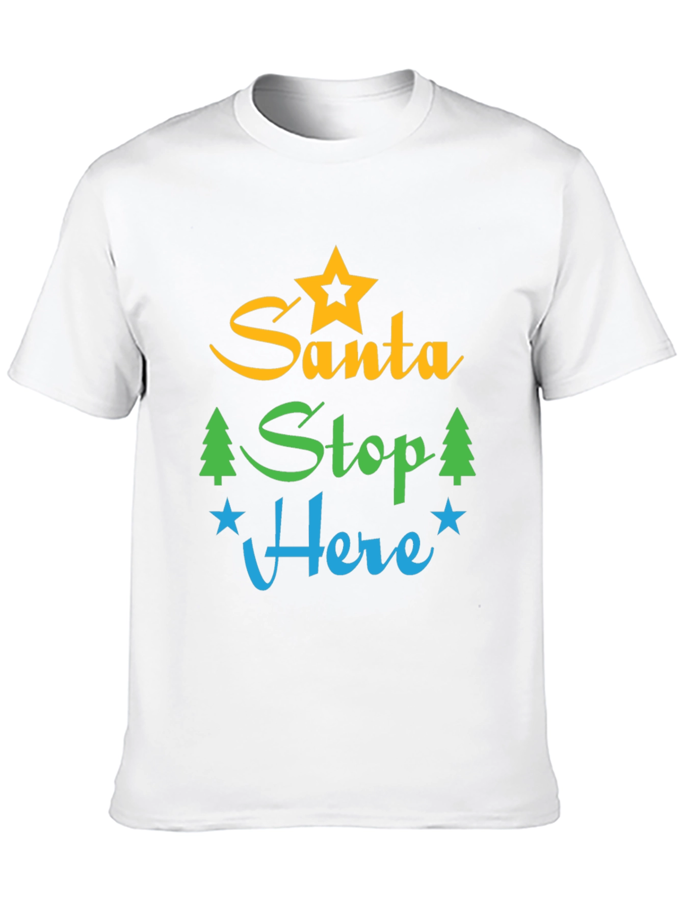 Santa Stop Here Graphic Tee - Festive Holiday Apparel