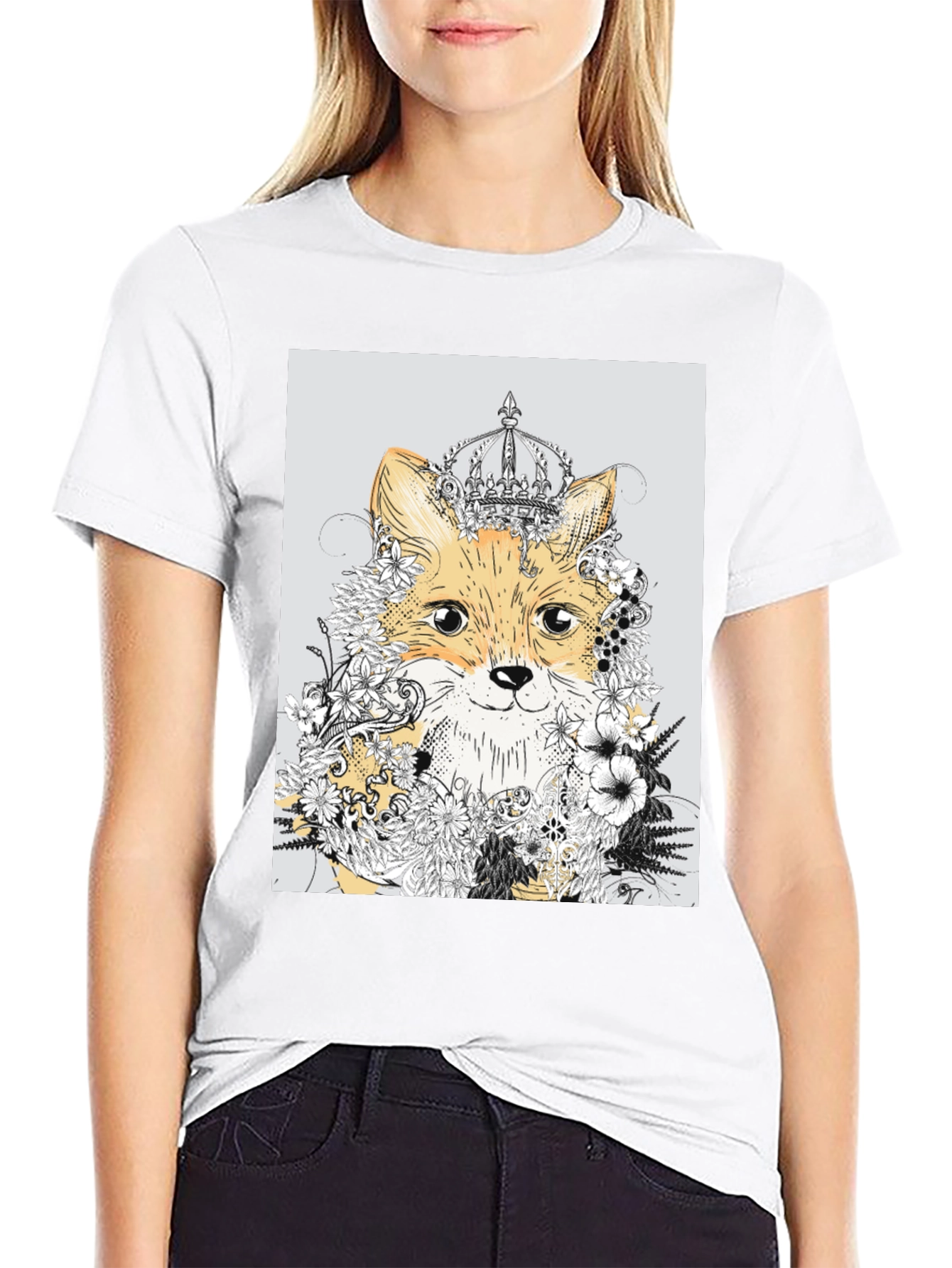 Fox & Floral Crown Graphic Tee
