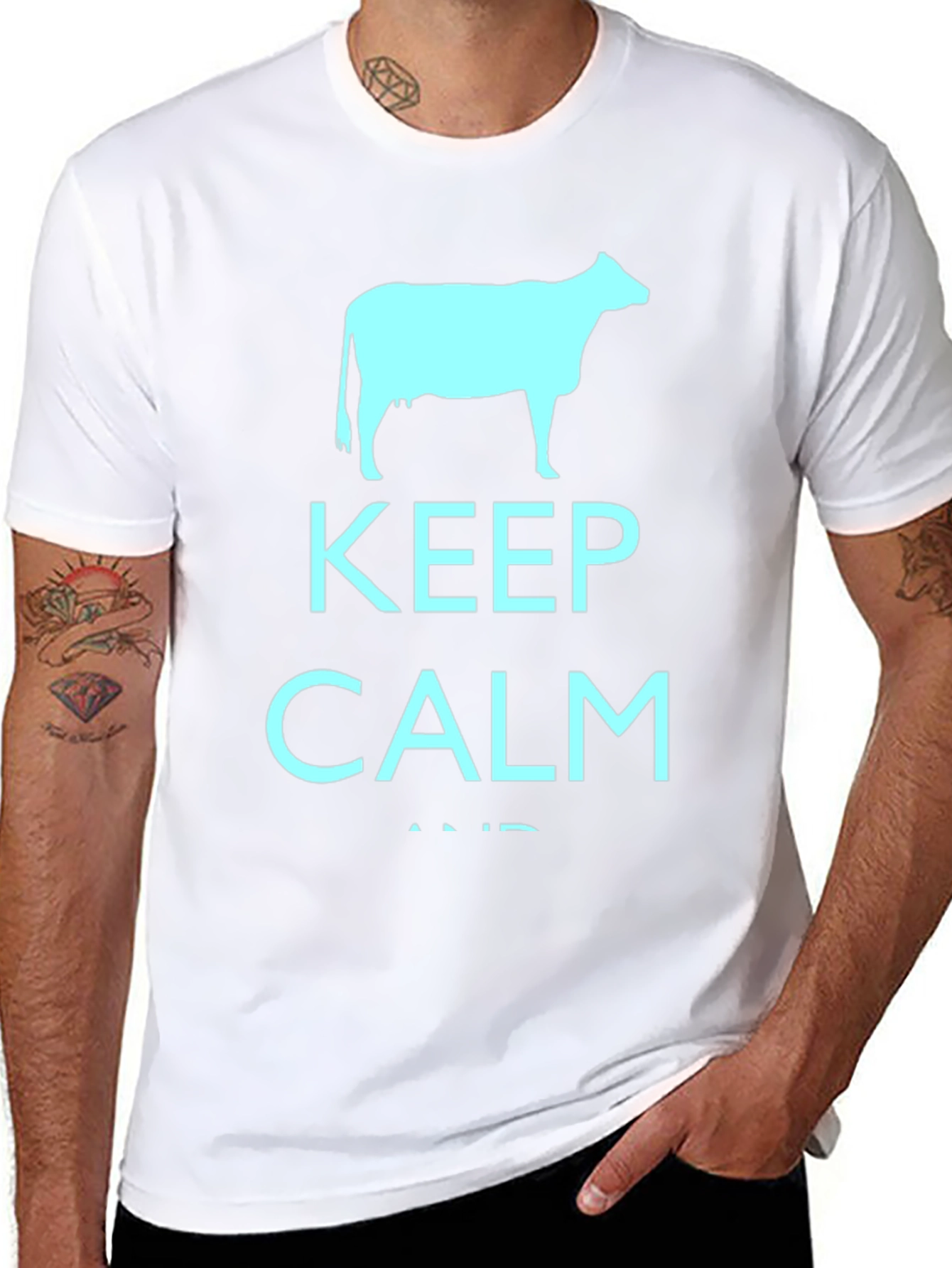 Keep Calm Cow Black T-Shirt