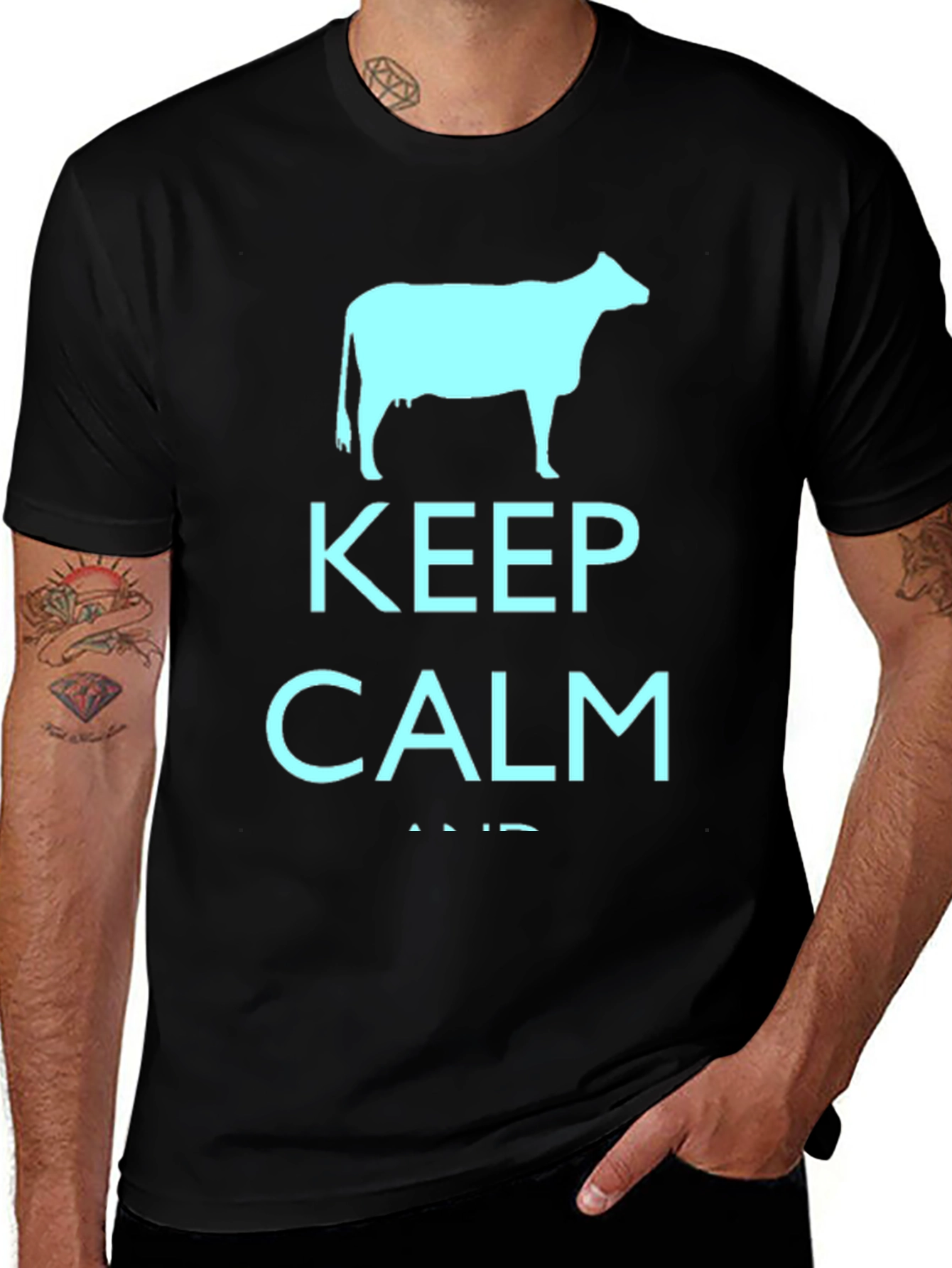 Keep Calm Cow Black T-Shirt