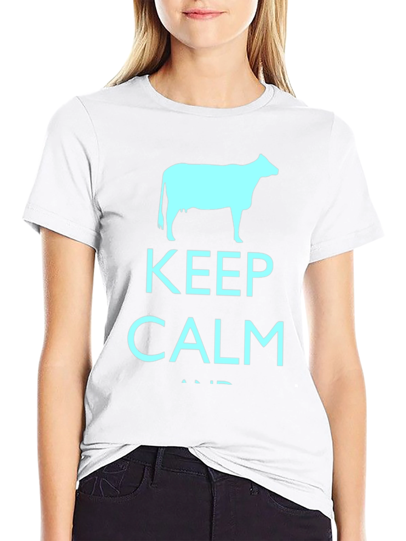 Keep Calm Cow Black T-Shirt