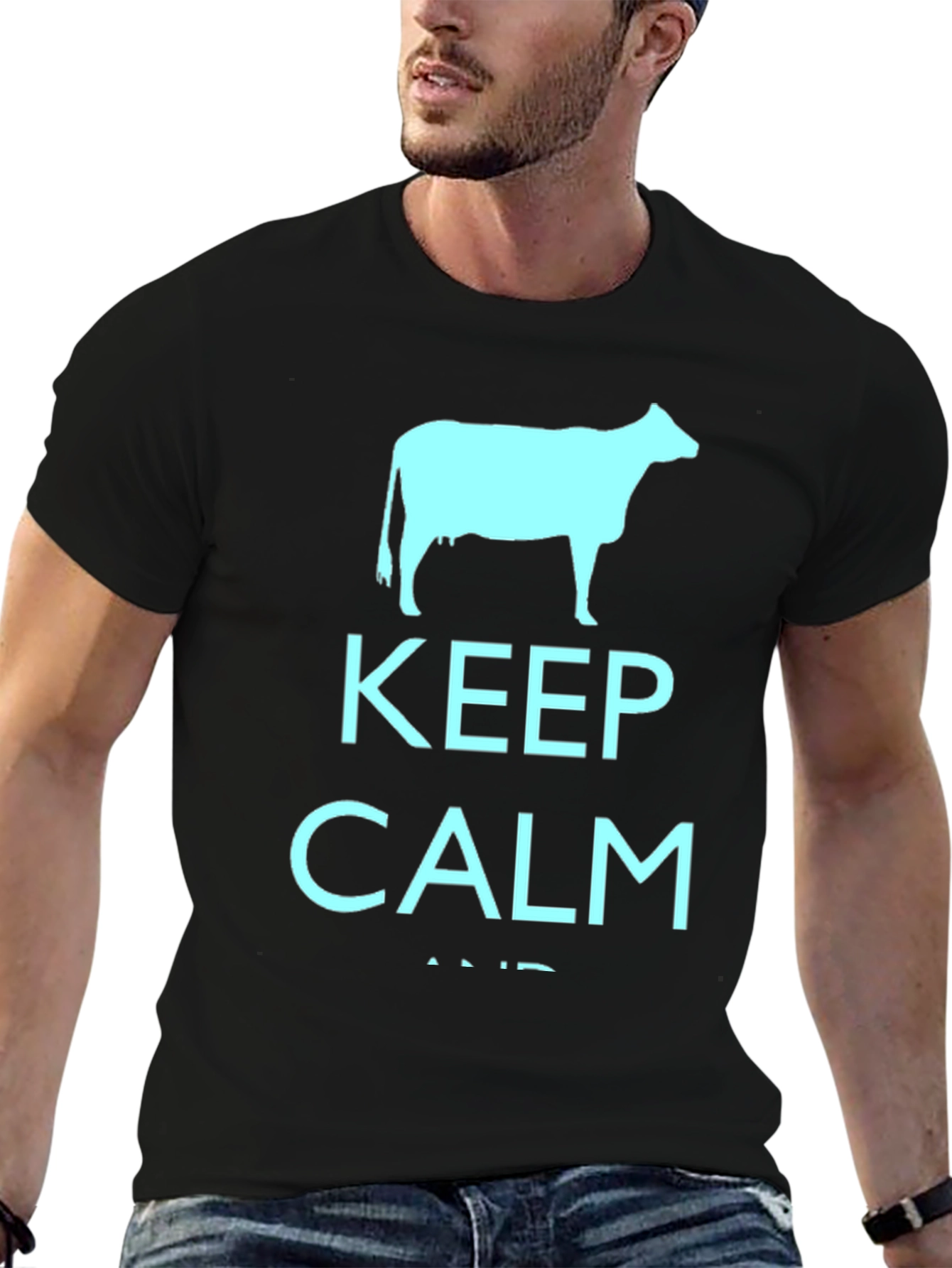 Keep Calm Cow Black T-Shirt