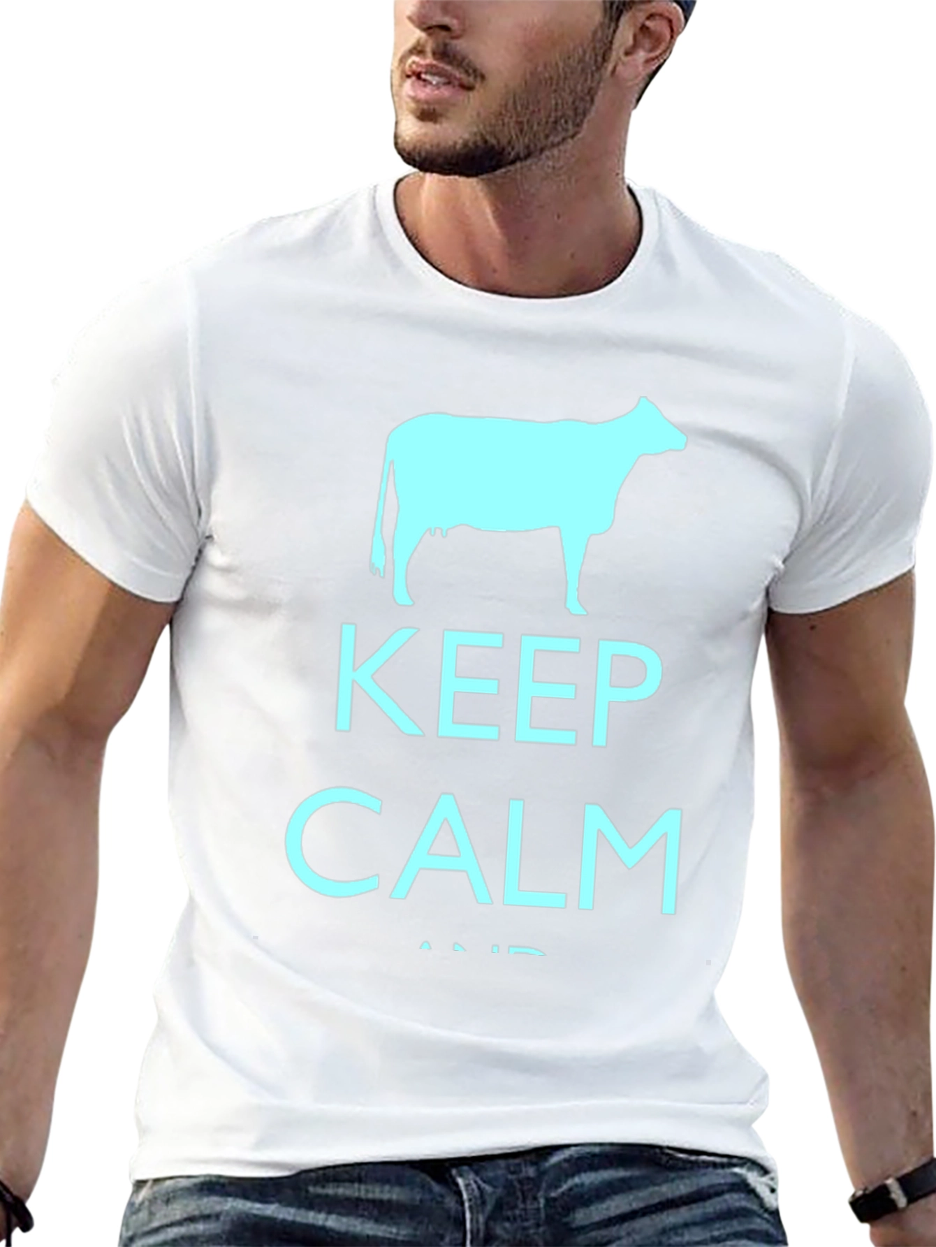 Keep Calm Cow Black T-Shirt