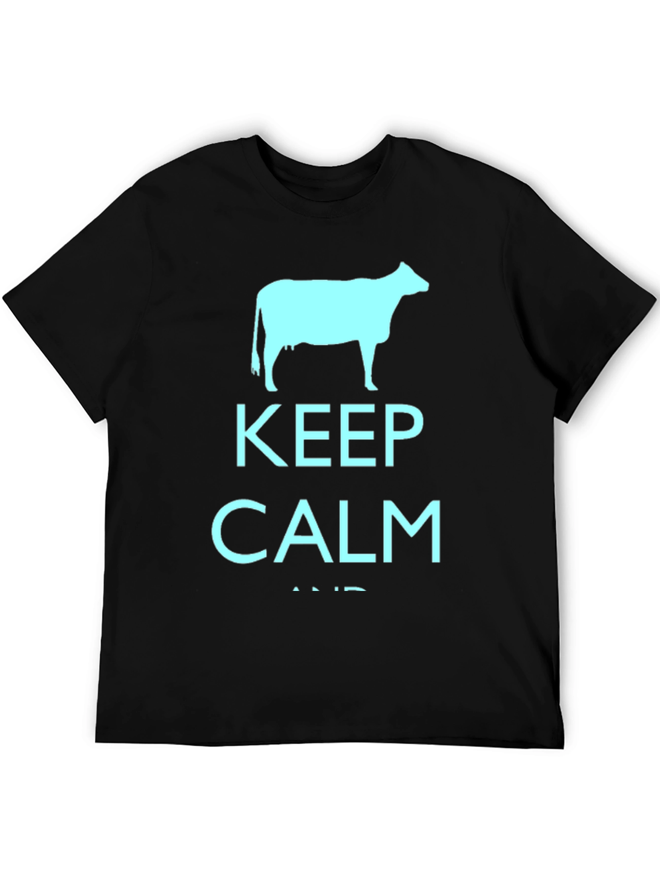 Keep Calm Cow Black T-Shirt