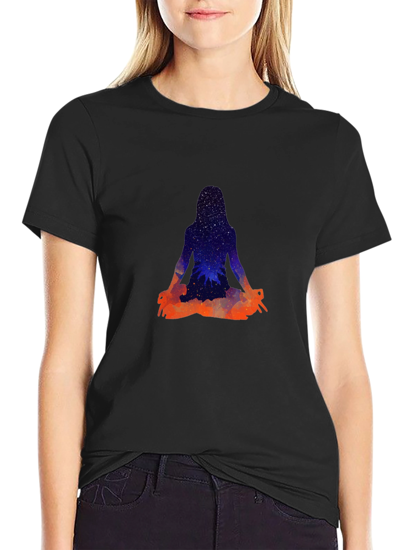 Cosmic Yogi Black T-Shirt - Meditate in Style