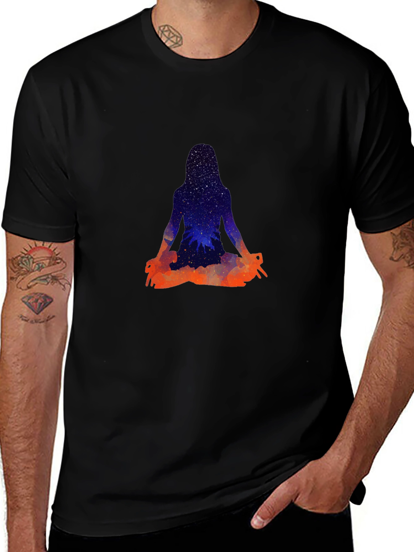 Cosmic Yogi Black T-Shirt - Meditate in Style