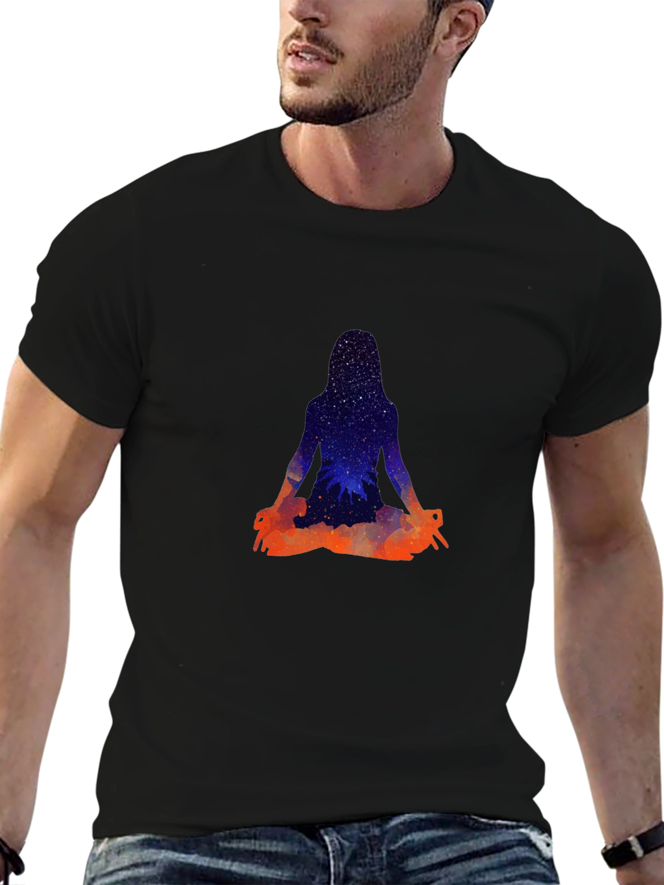 Cosmic Yogi Black T-Shirt - Meditate in Style