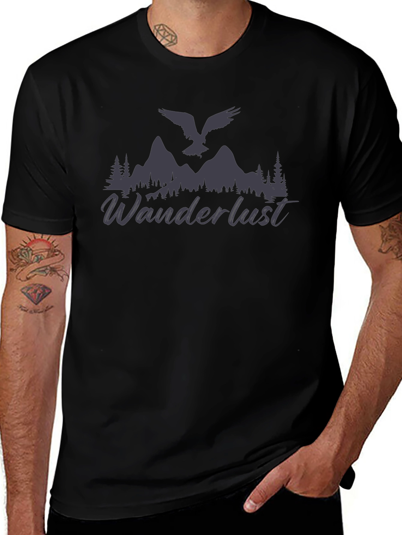 Wanderlust Graphic T-Shirt - Mens Black Tee
