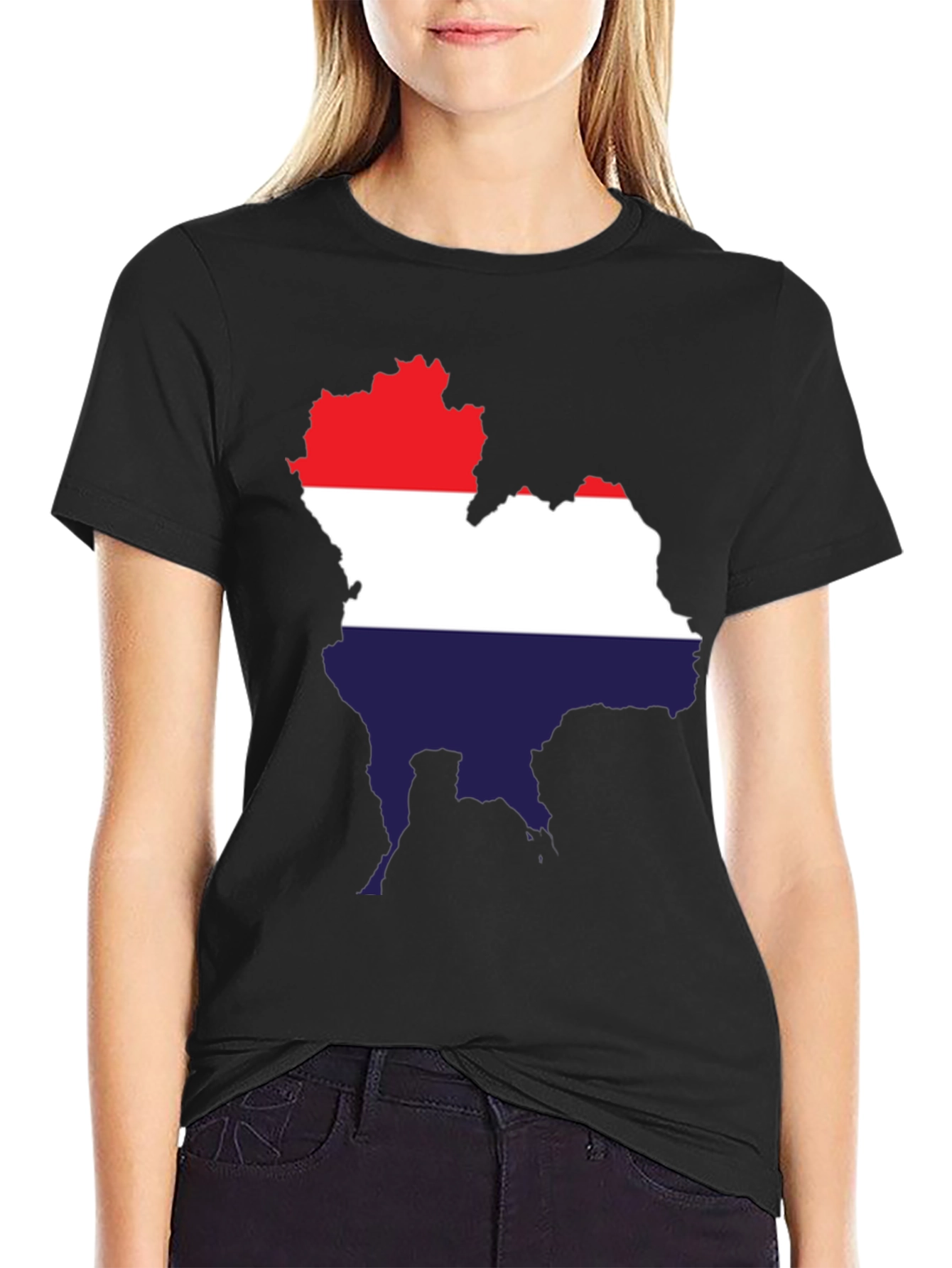 Thailand Map Flag T-Shirt - Black Crew Neck
