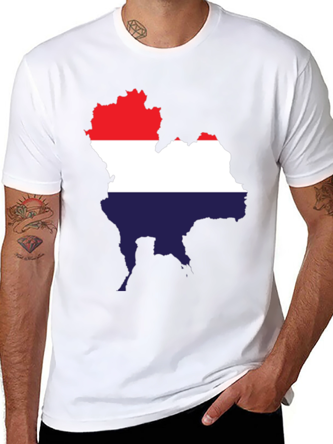 Thailand Map Flag T-Shirt - Black Crew Neck