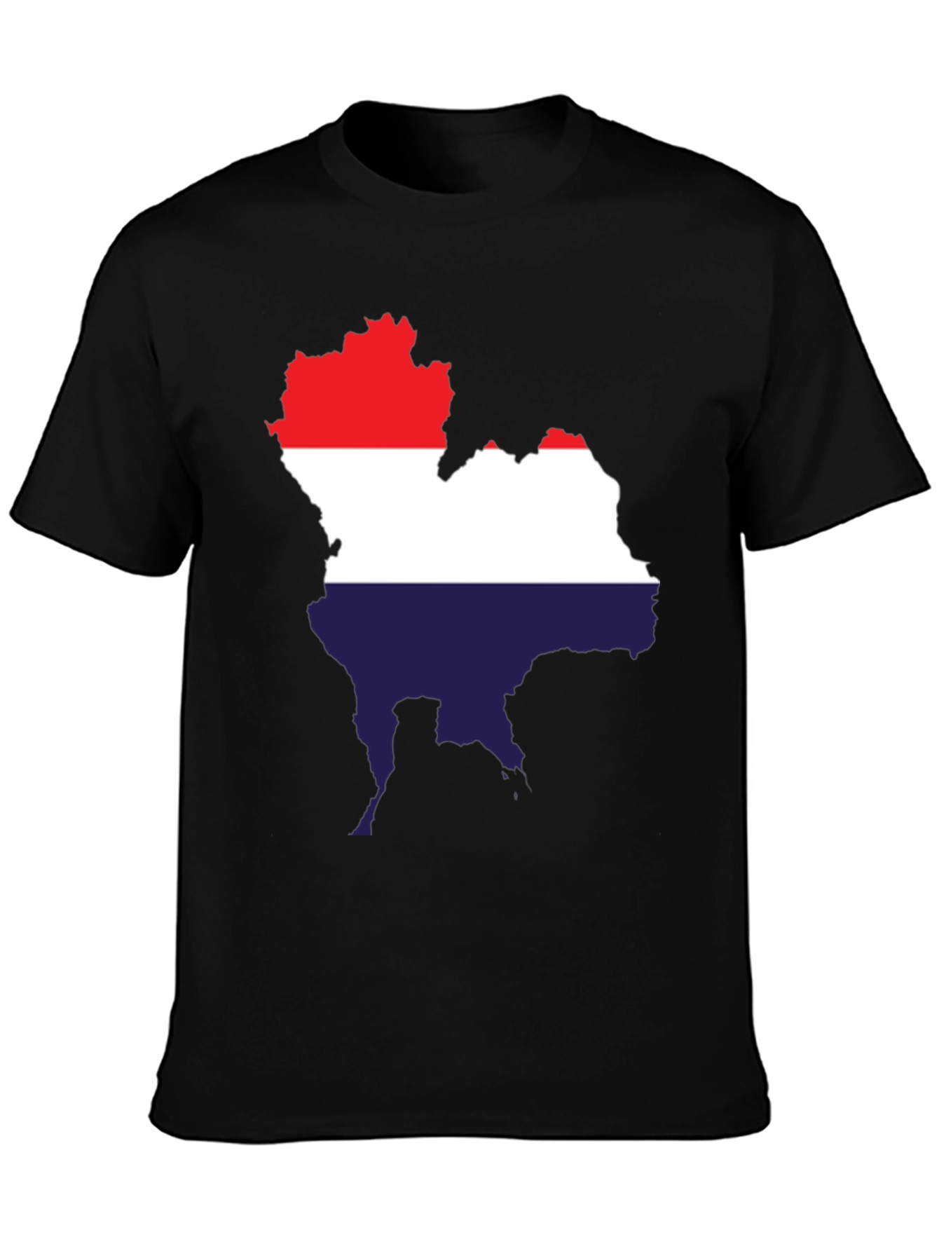 Thailand Map Flag T-Shirt - Black Crew Neck