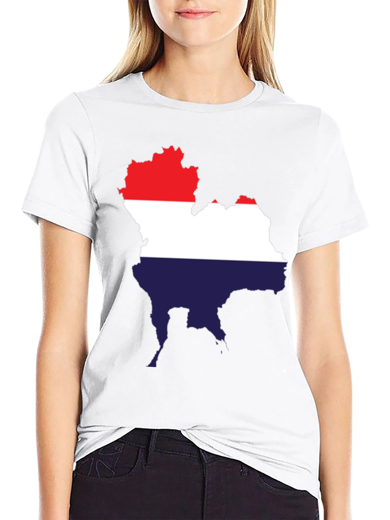 Thailand Map Flag T-Shirt - Black Crew Neck