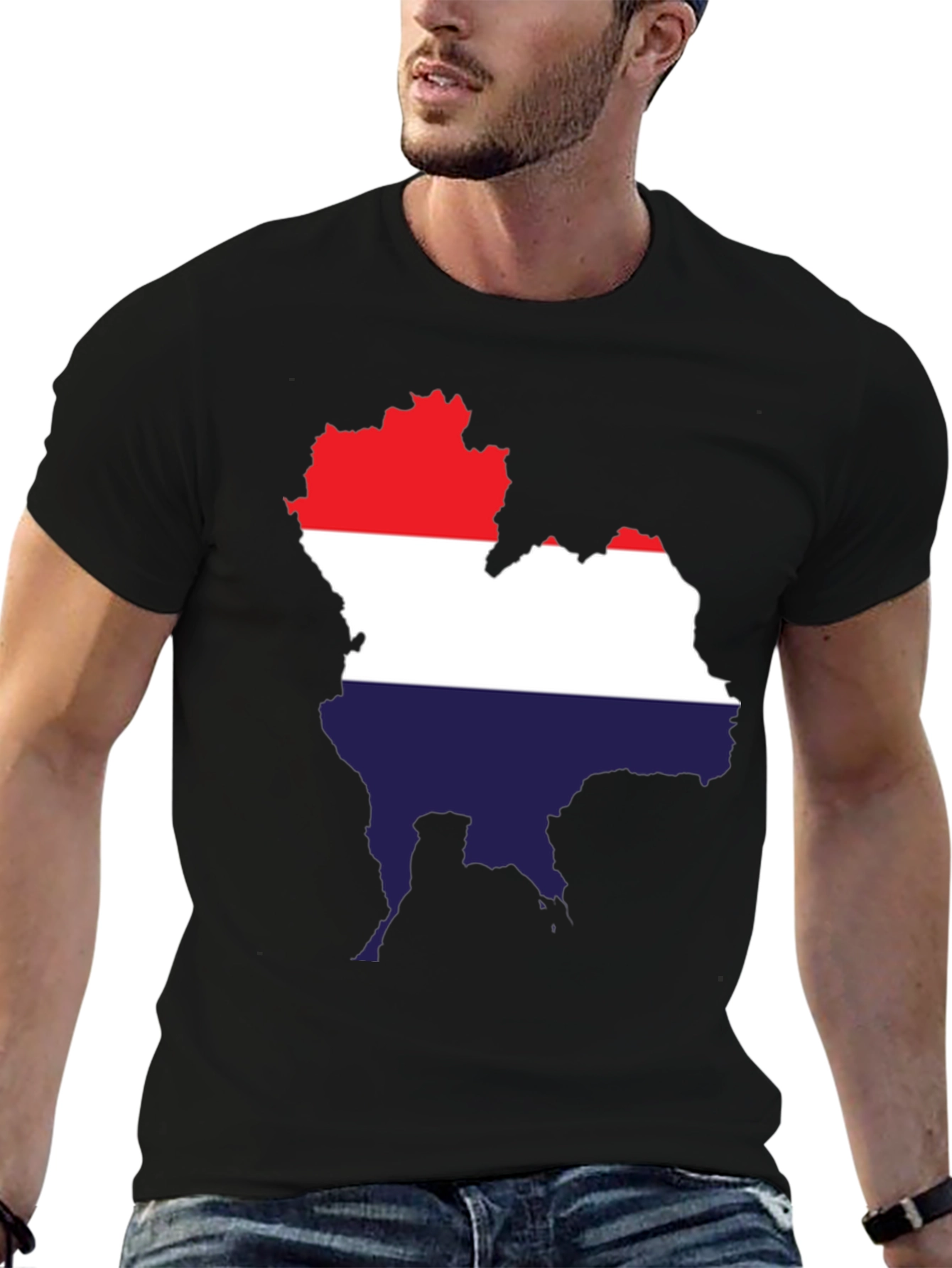Thailand Map Flag T-Shirt - Black Crew Neck