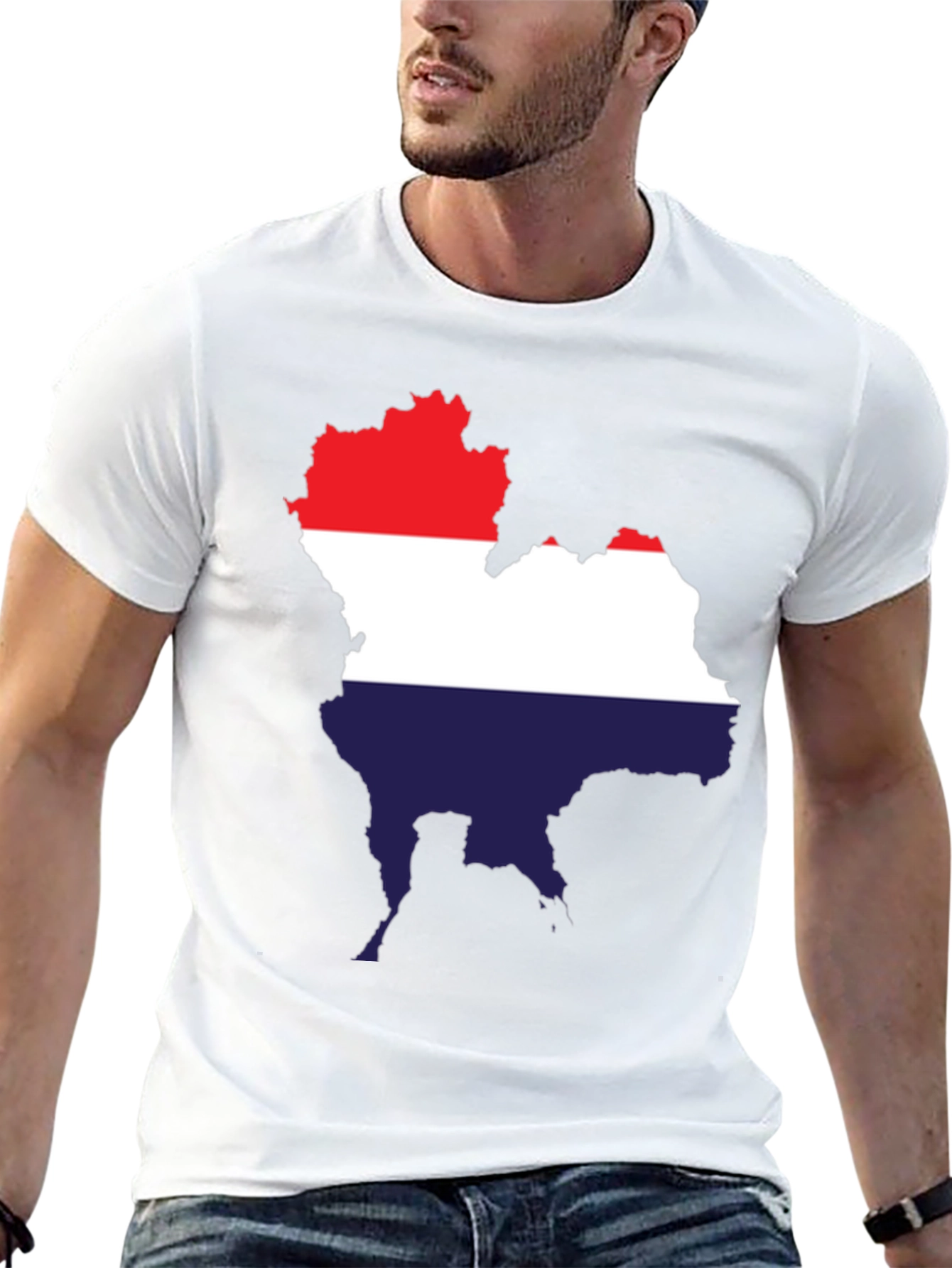 Thailand Map Flag T-Shirt - Black Crew Neck