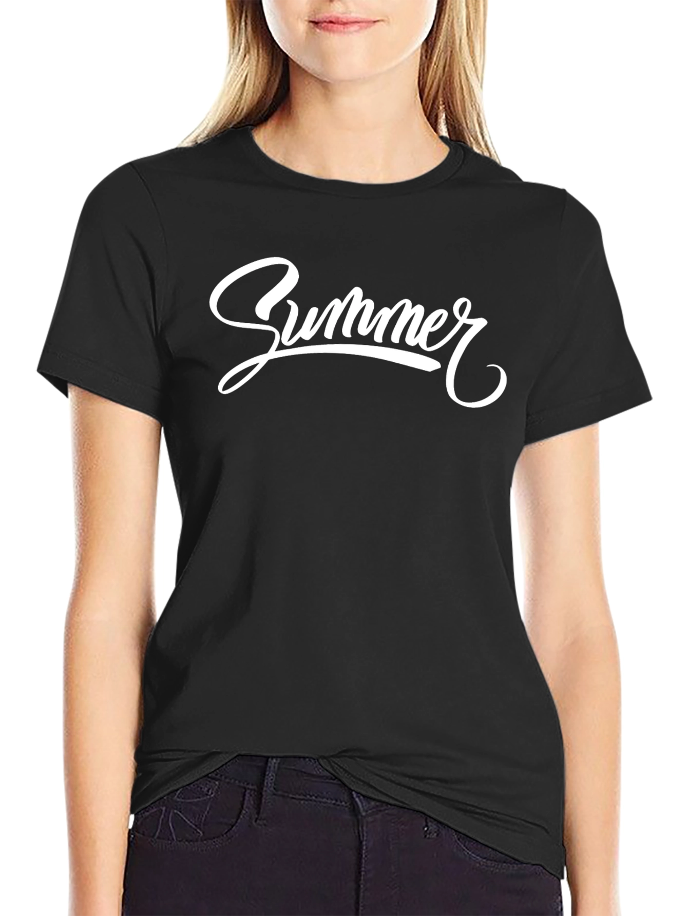 Summer Script Black T-Shirt