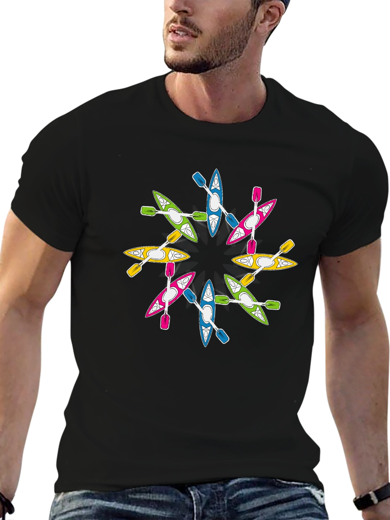 Kayak Circle Graphic T-Shirt Unique Design