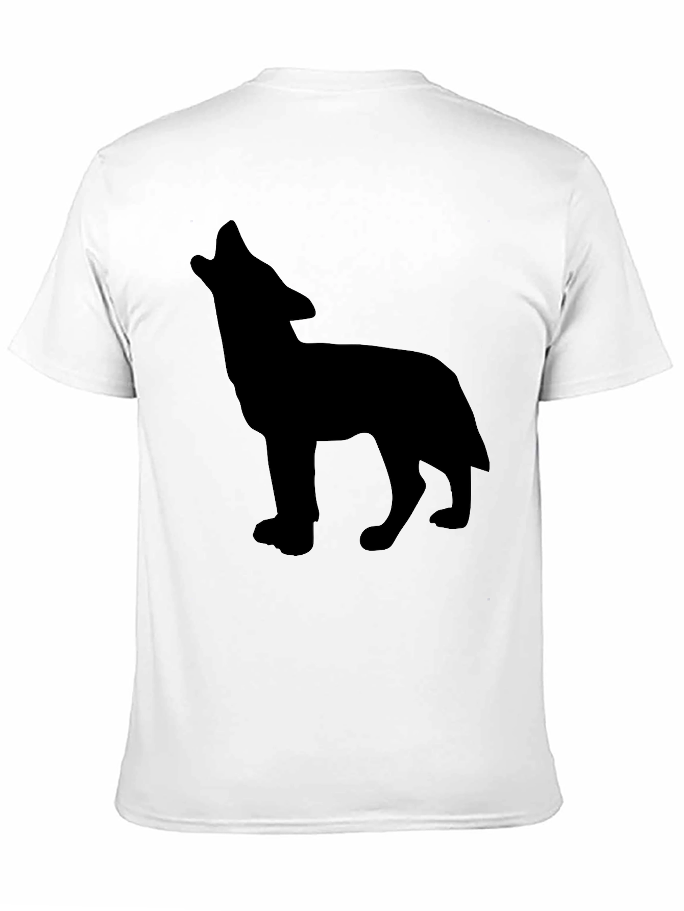 Black T-Shirt with Wolf Silhouette Design