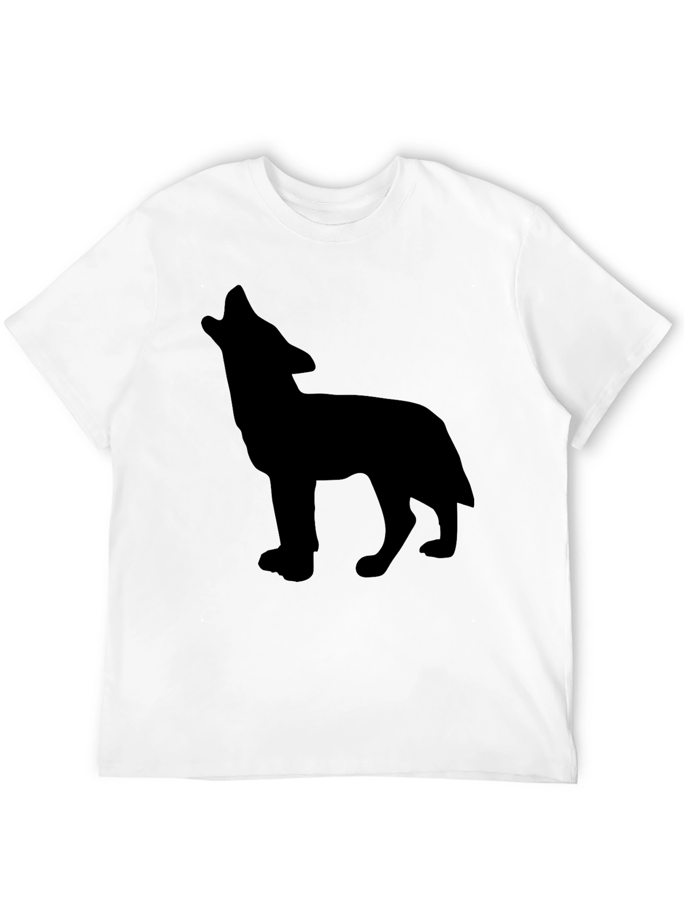 Black T-Shirt with Wolf Silhouette Design