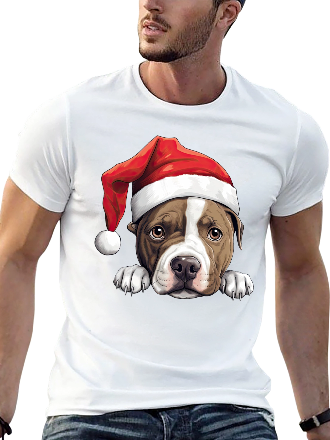 Dog in Santa Hat Graphic Tee