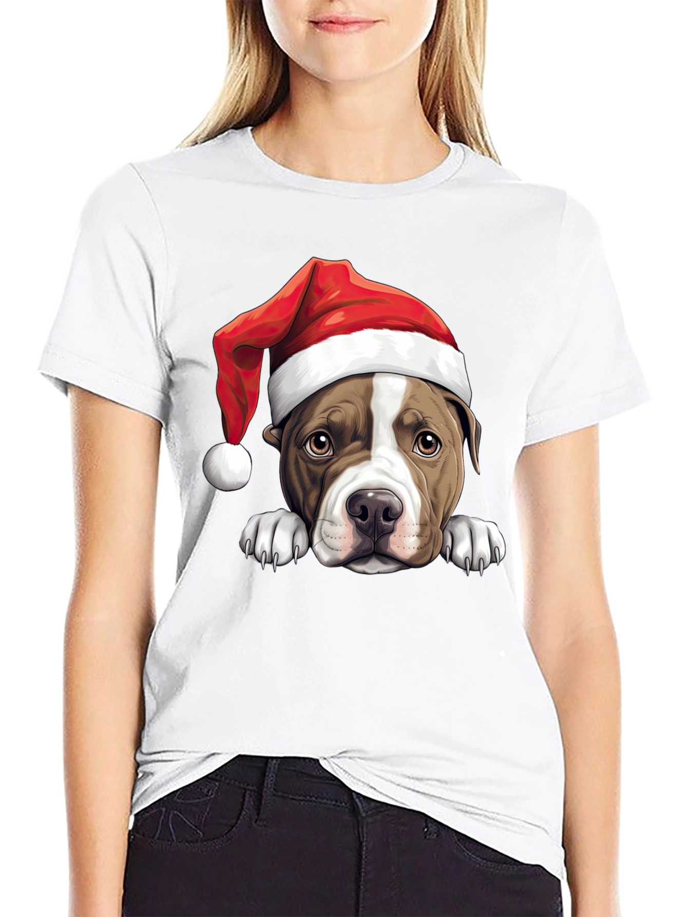Dog in Santa Hat Graphic Tee