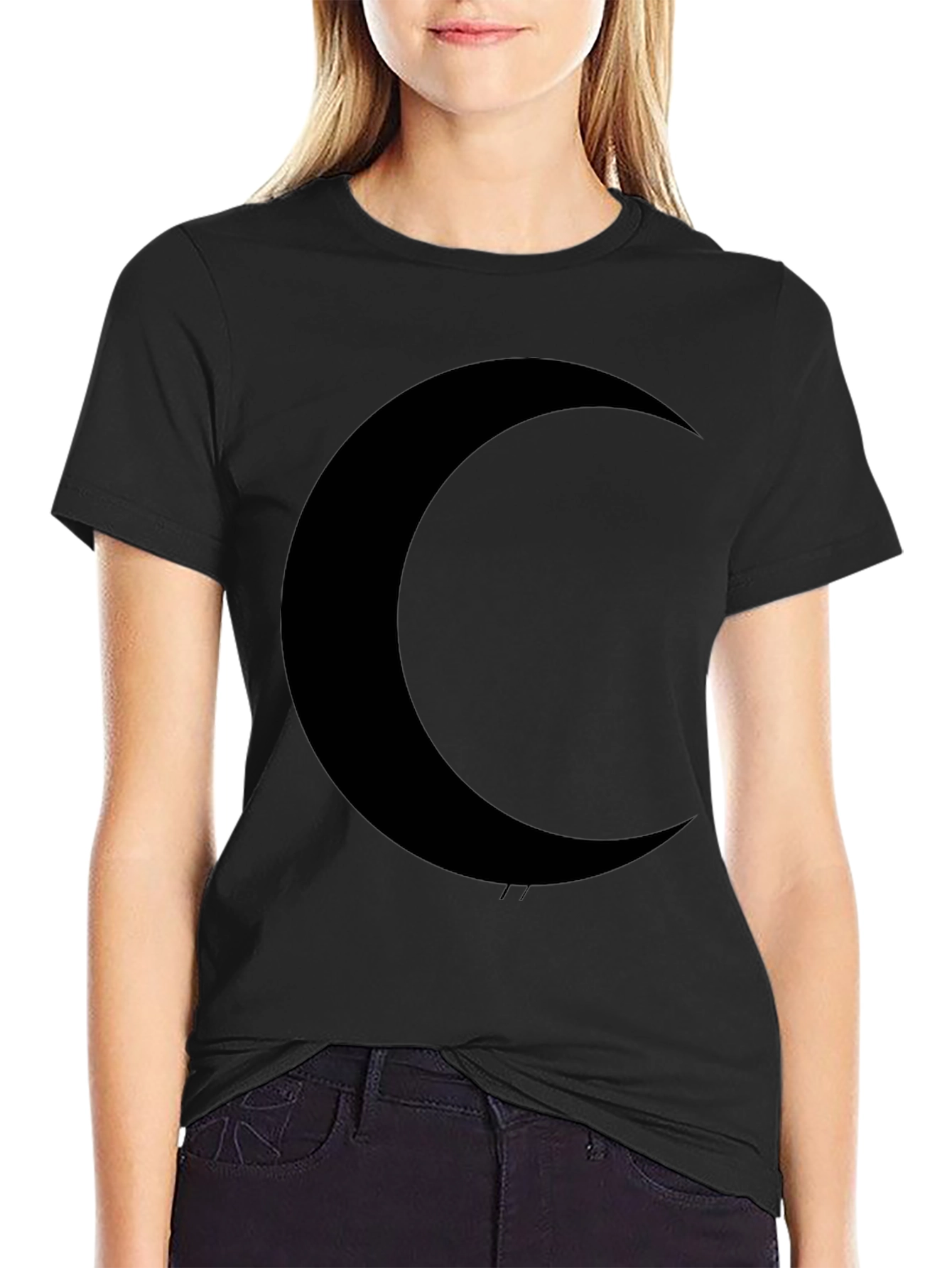 Crescent Moon Graphic Black T-Shirt