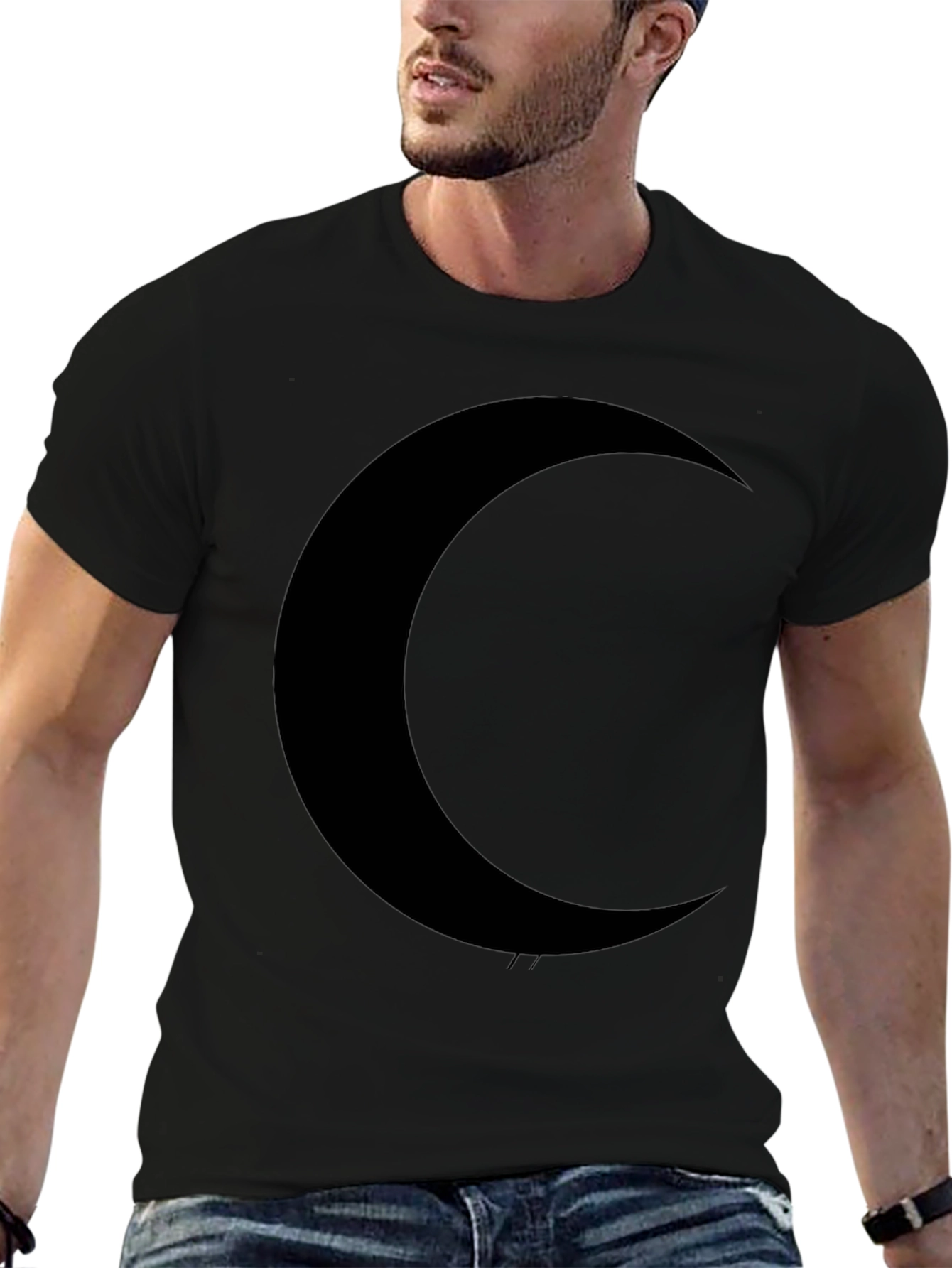 Crescent Moon Graphic Black T-Shirt