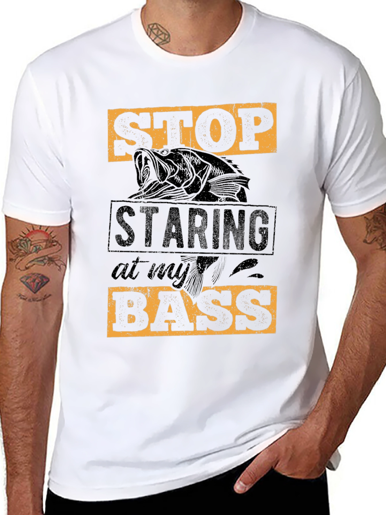Stop Staring at My Bass T-Shirt Fishing Tee